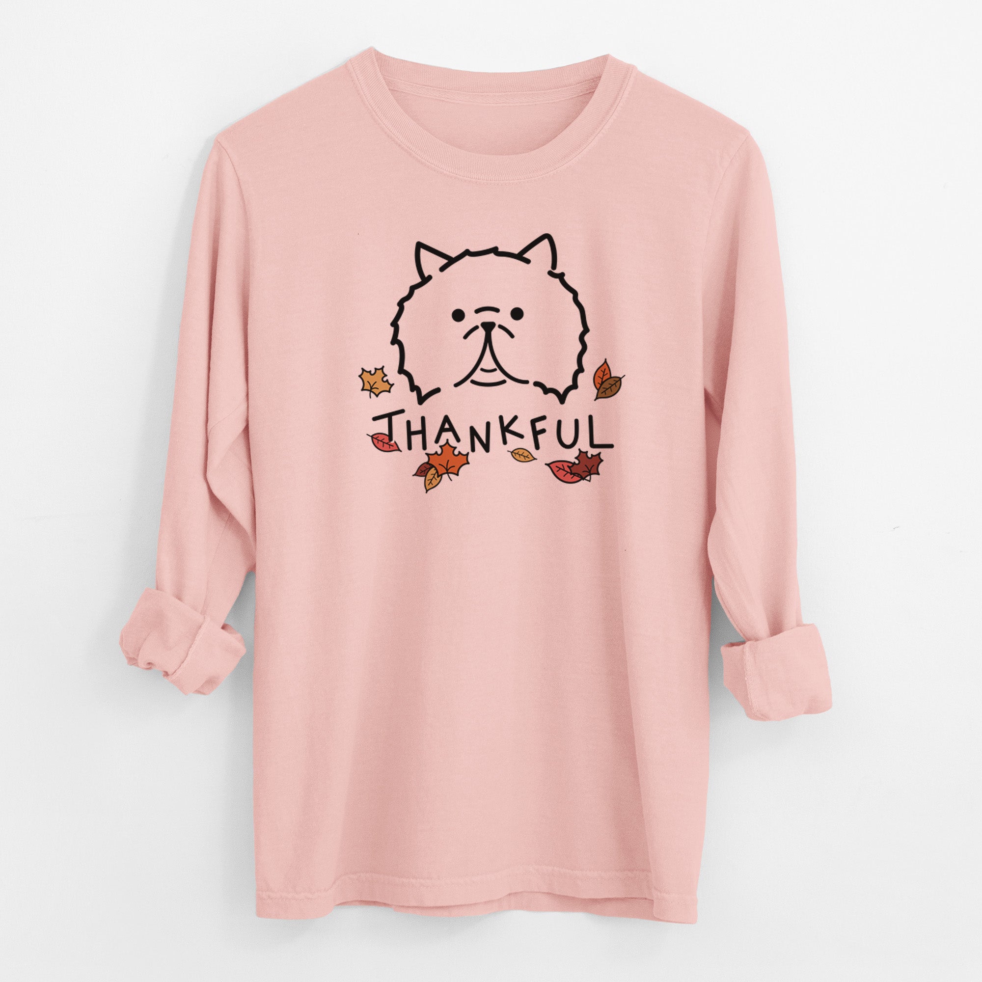 Thankful Persian Cat - Smoosh - Men's Heavyweight 100% Cotton Long Sleeve