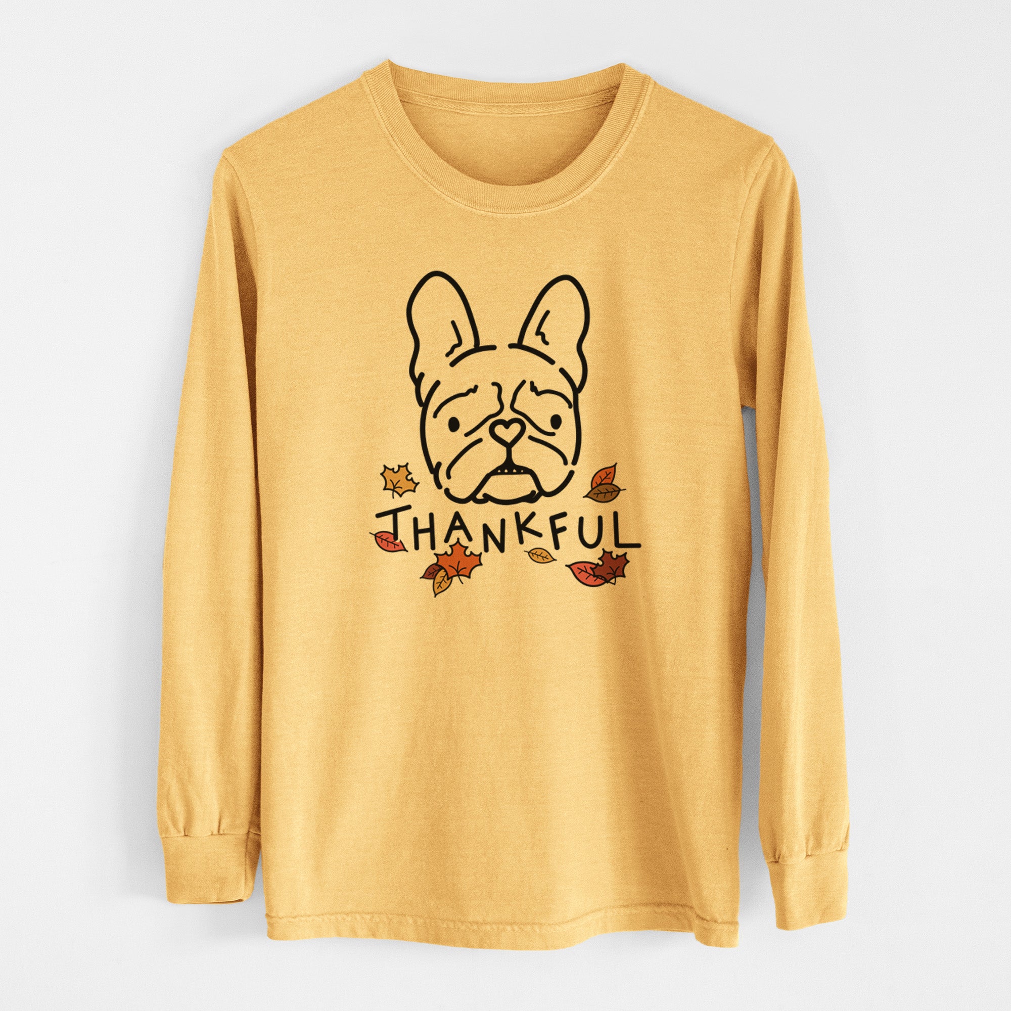 Thankful French Bulldog - Squishy - Men's Heavyweight 100% Cotton Long Sleeve