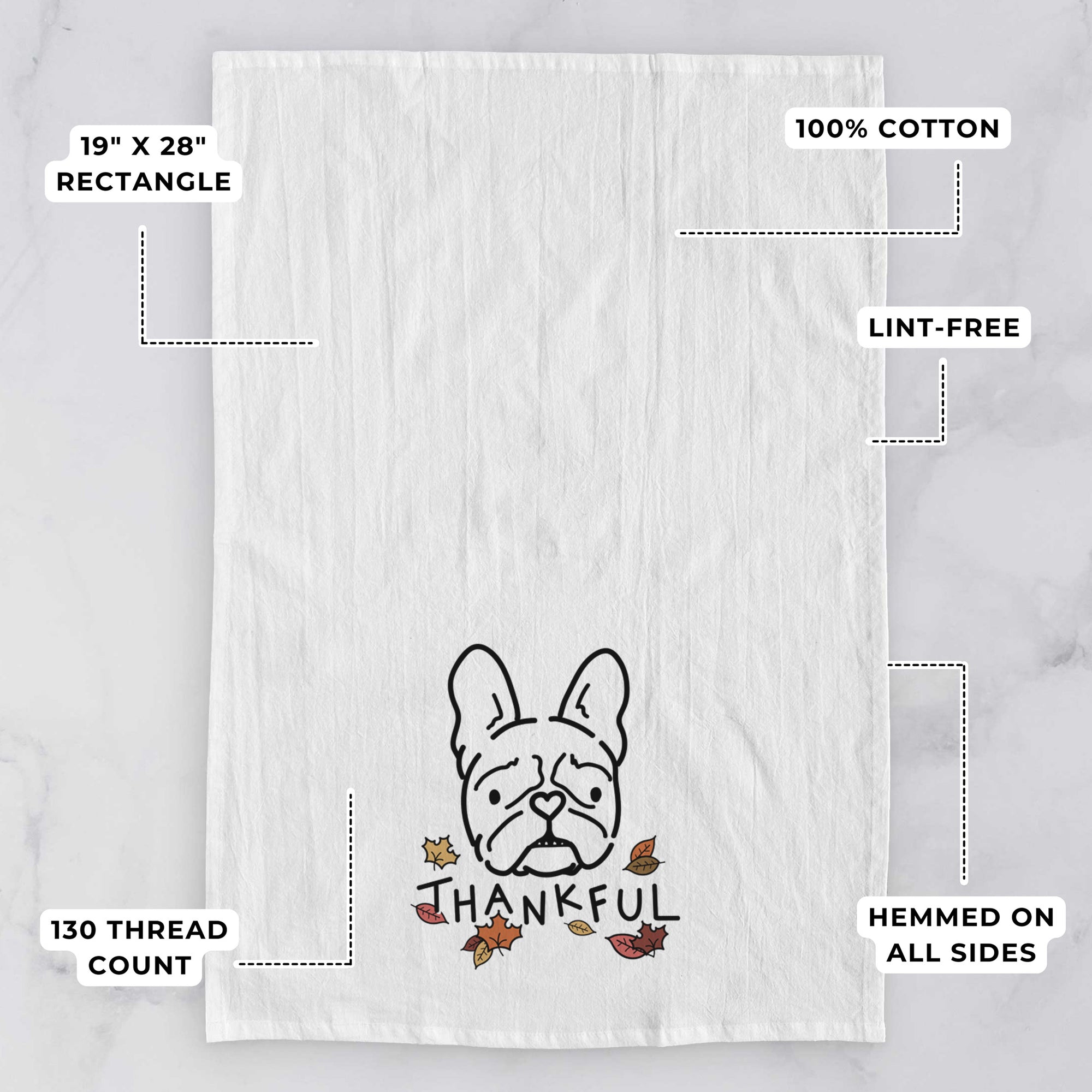 Thankful French Bulldog - Squishy - Tea Towel