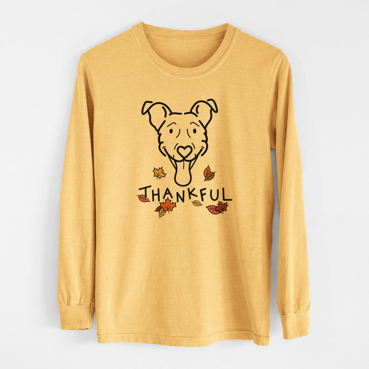 Thankful Vizsla Mix - Tegan - Men&#39;s Heavyweight 100% Cotton Long Sleeve