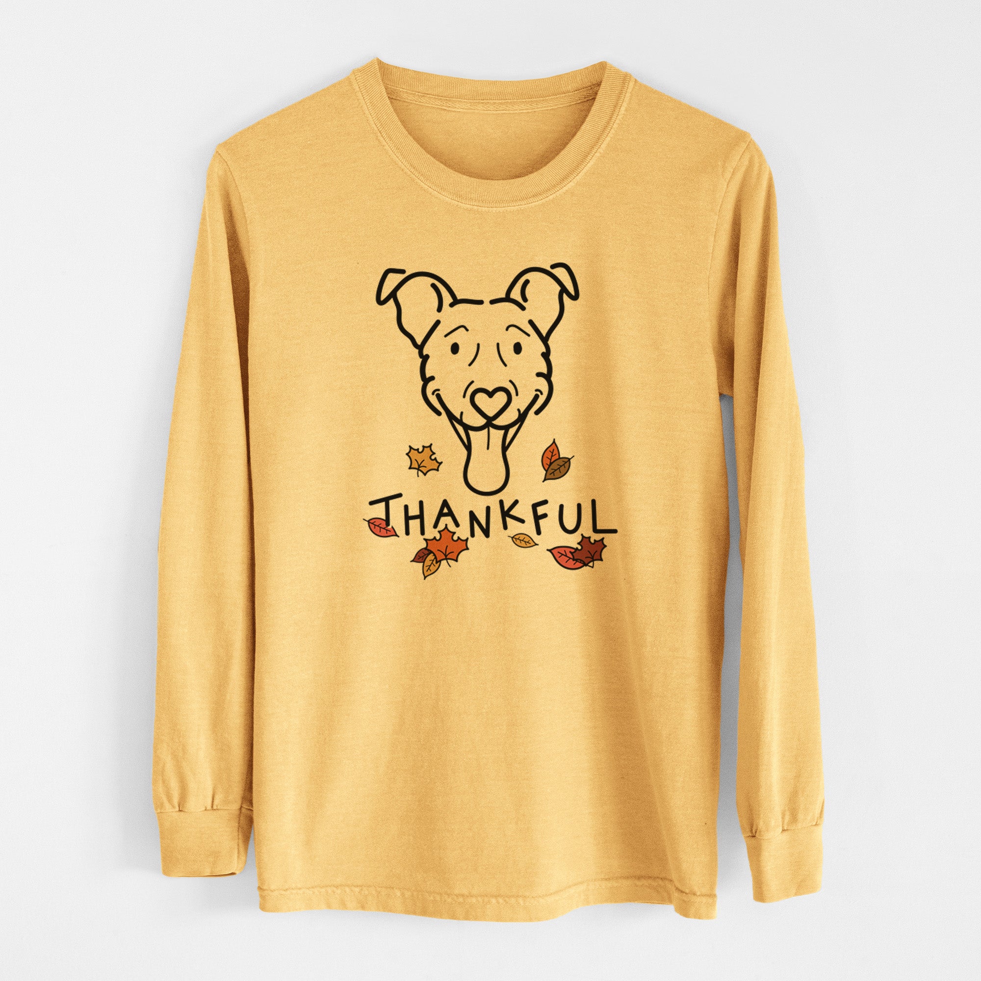 Thankful Vizsla Mix - Tegan - Men's Heavyweight 100% Cotton Long Sleeve