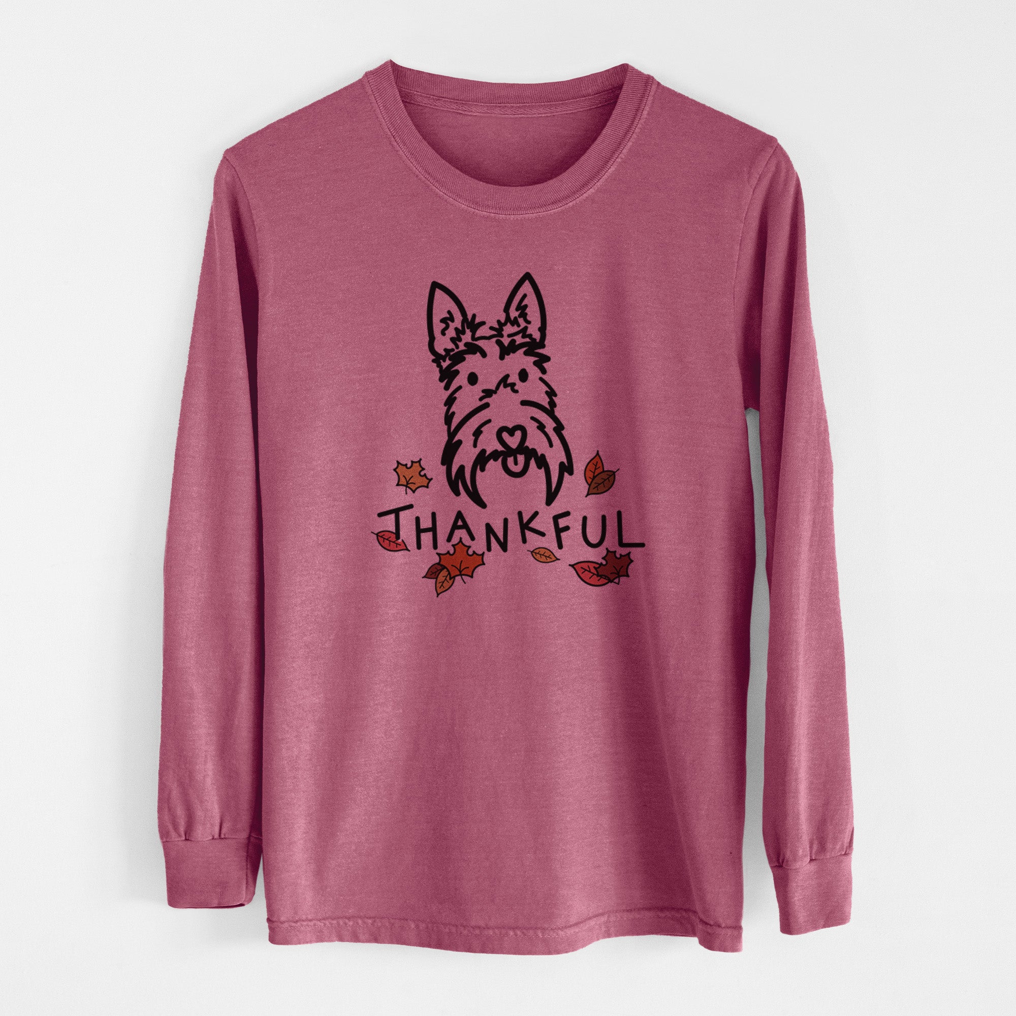 Thankful Scottish Terrier - Thistle - Men's Heavyweight 100% Cotton Long Sleeve