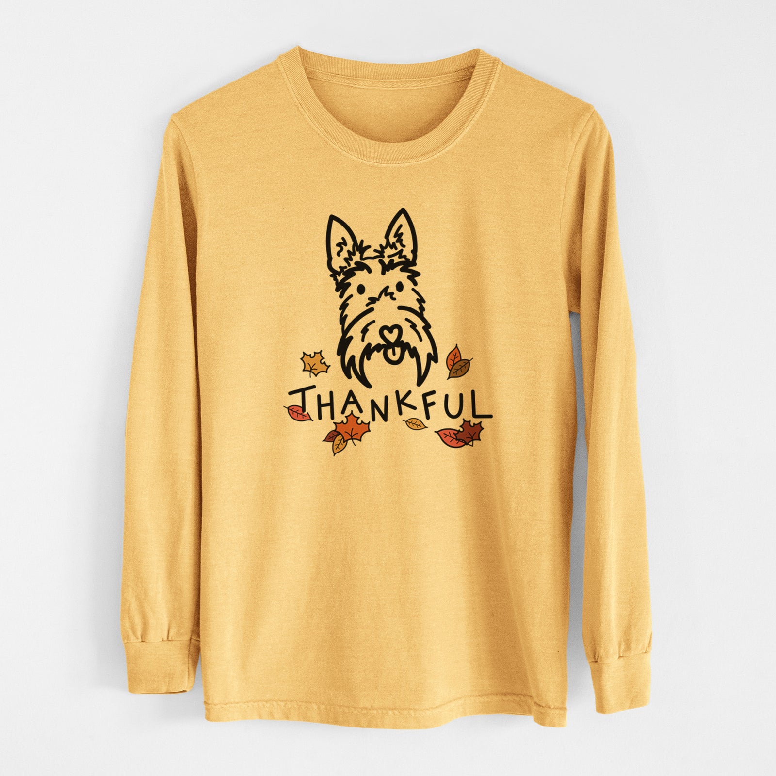 Thankful Scottish Terrier - Thistle - Men's Heavyweight 100% Cotton Long Sleeve