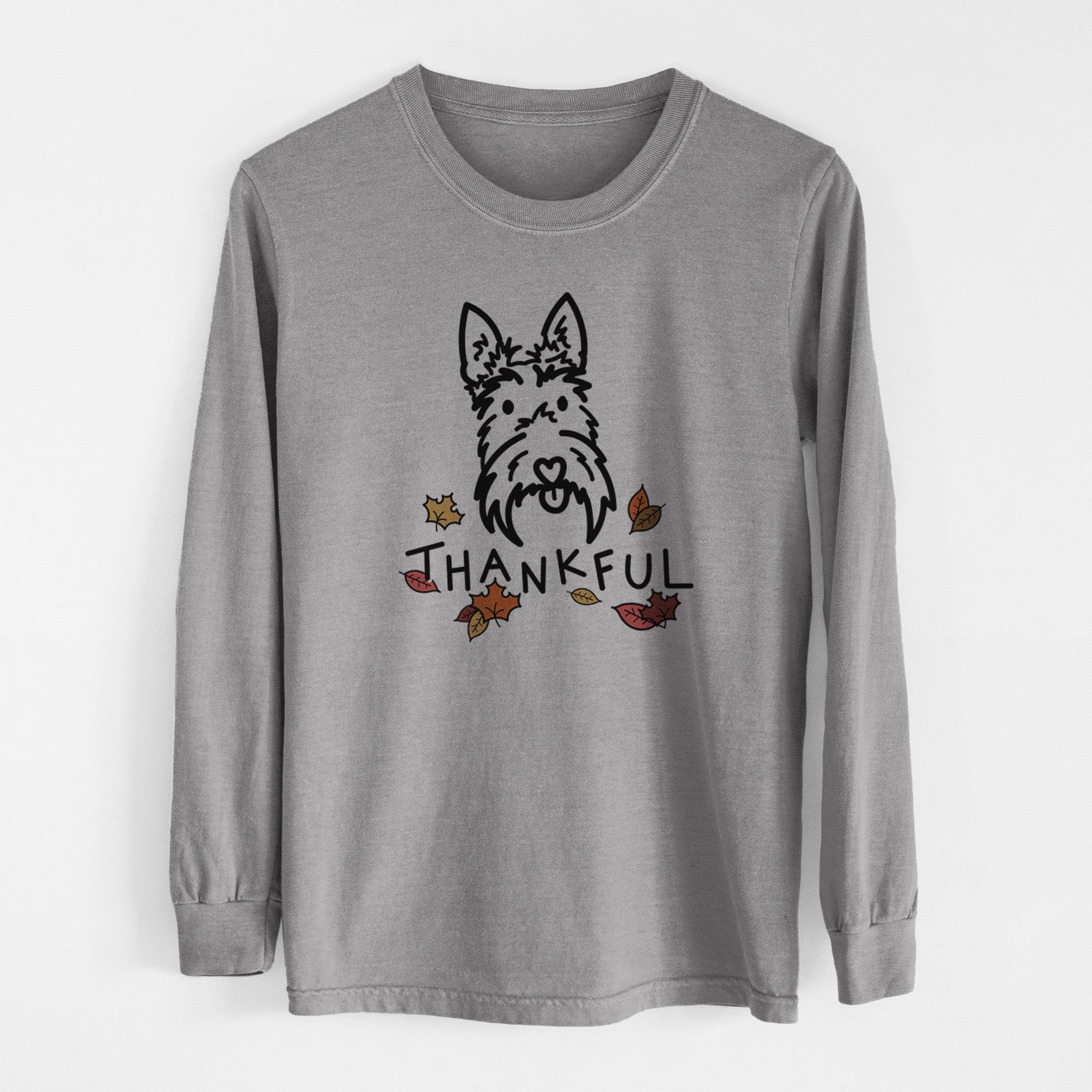 Thankful Scottish Terrier - Thistle - Men's Heavyweight 100% Cotton Long Sleeve