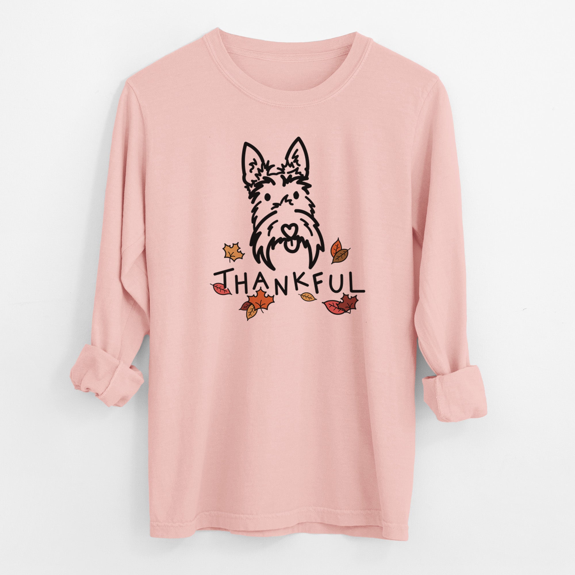 Thankful Scottish Terrier - Thistle - Men's Heavyweight 100% Cotton Long Sleeve