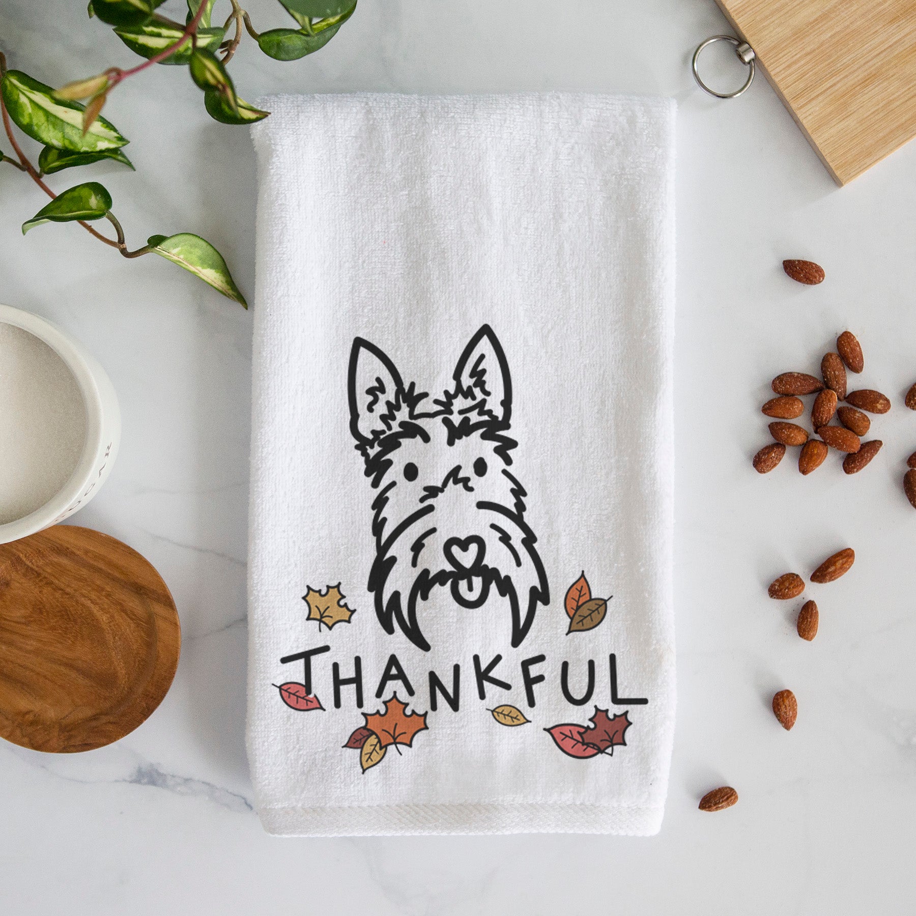 Thankful Scottish Terrier - Thistle - Decorative Hand Towel