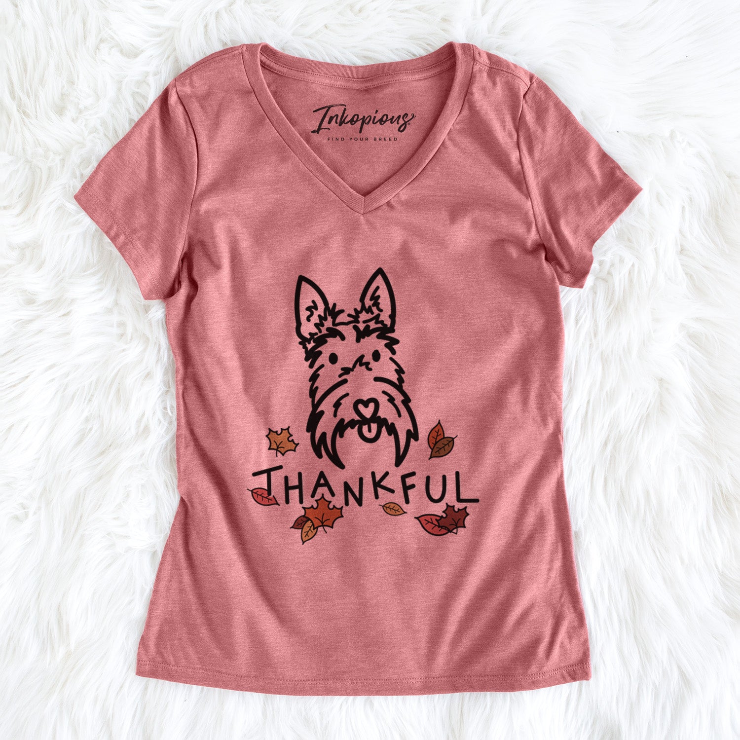 Thankful Scottish Terrier - Thistle - Women's Perfect V-neck Shirt