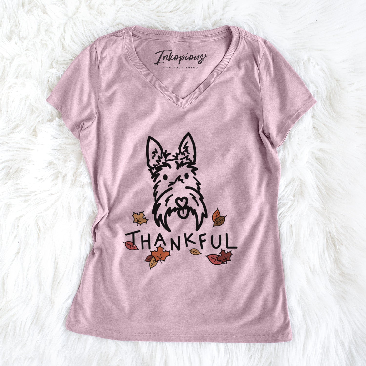 Thankful Scottish Terrier - Thistle - Women's Perfect V-neck Shirt