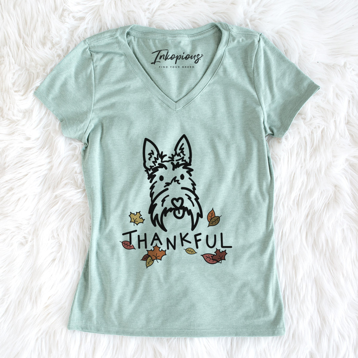 Thankful Scottish Terrier - Thistle - Women&#39;s Perfect V-neck Shirt