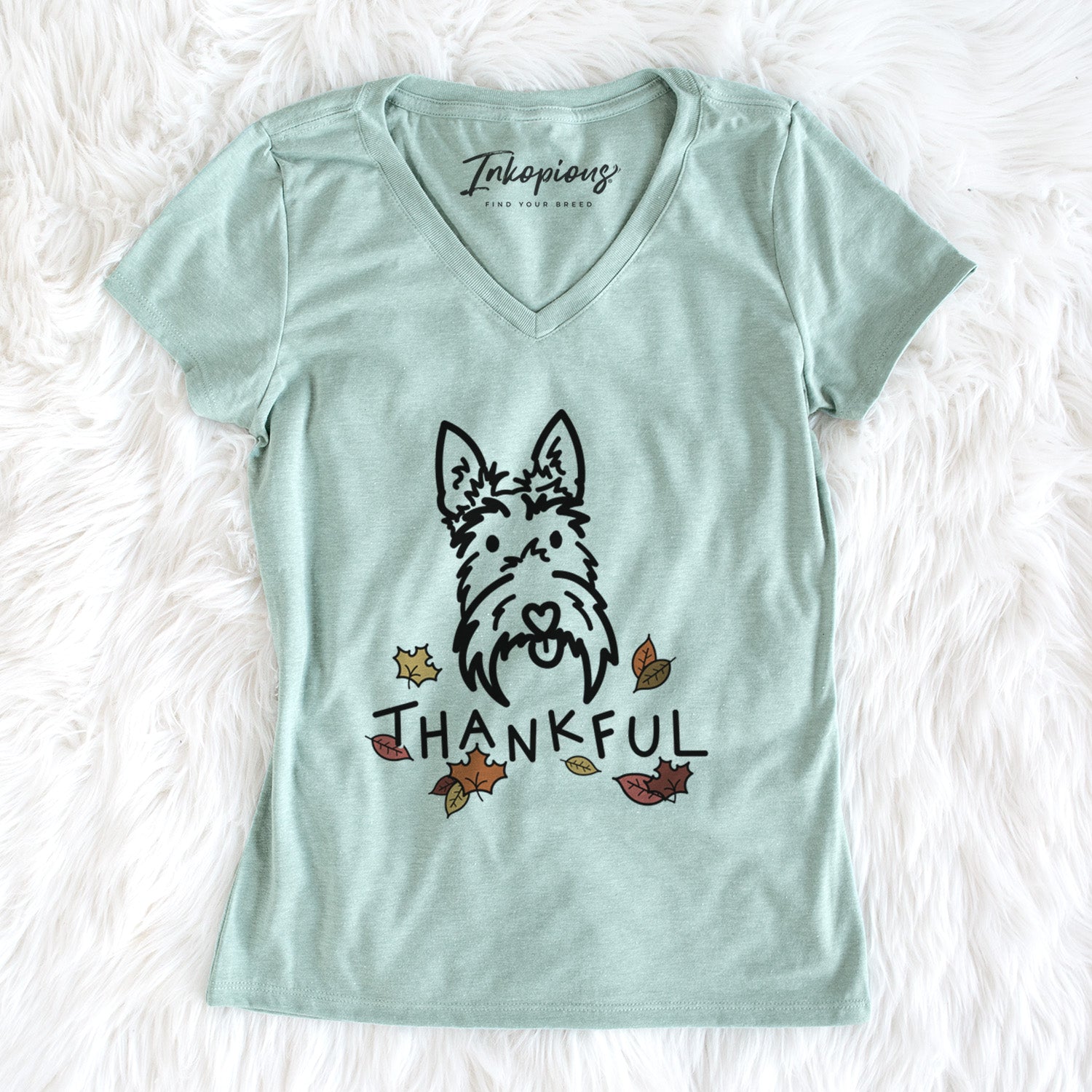 Thankful Scottish Terrier - Thistle - Women's Perfect V-neck Shirt