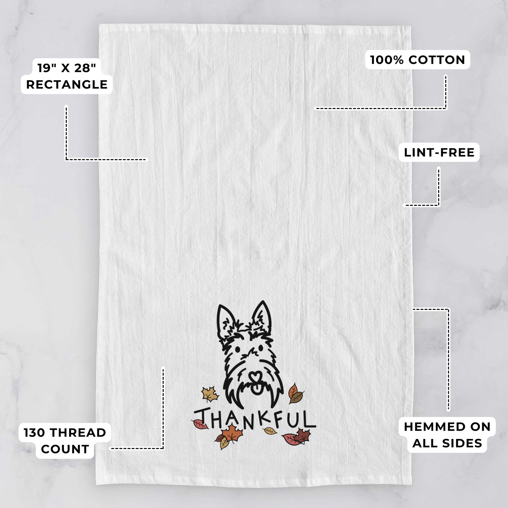 Thankful Scottish Terrier - Thistle - Tea Towel