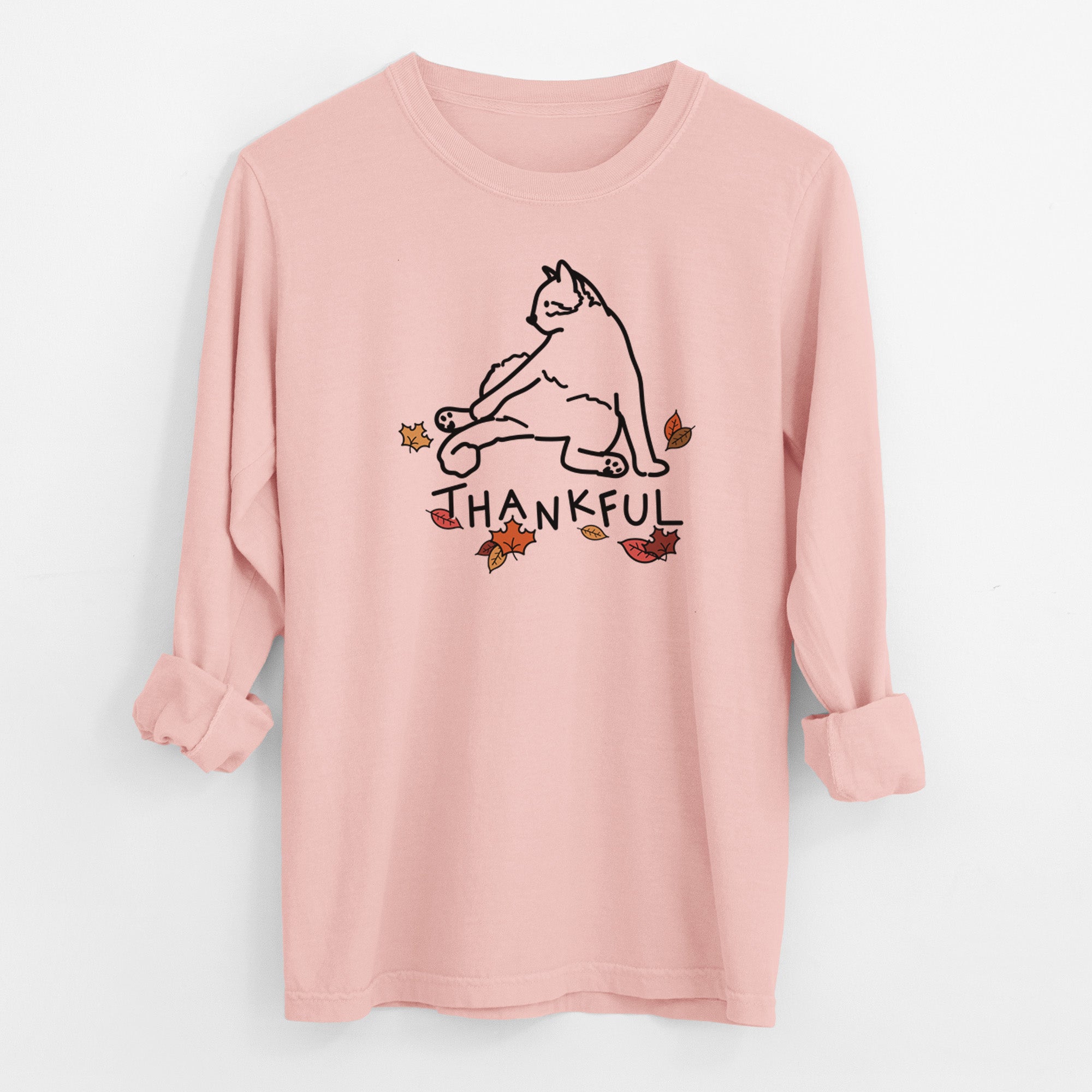 Thankful Cat - Tom - Men's Heavyweight 100% Cotton Long Sleeve