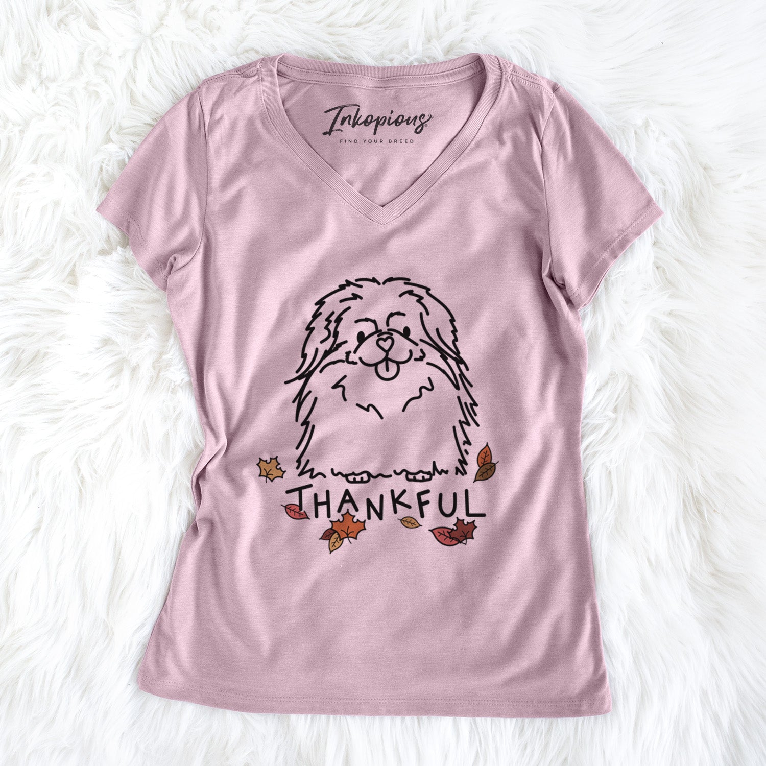 Thankful Pekingese - Viv - Women's Perfect V-neck Shirt