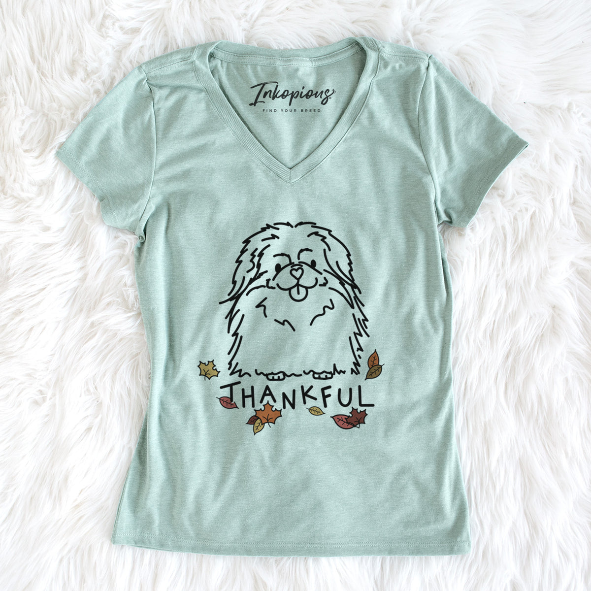 Thankful Pekingese - Viv - Women's Perfect V-neck Shirt