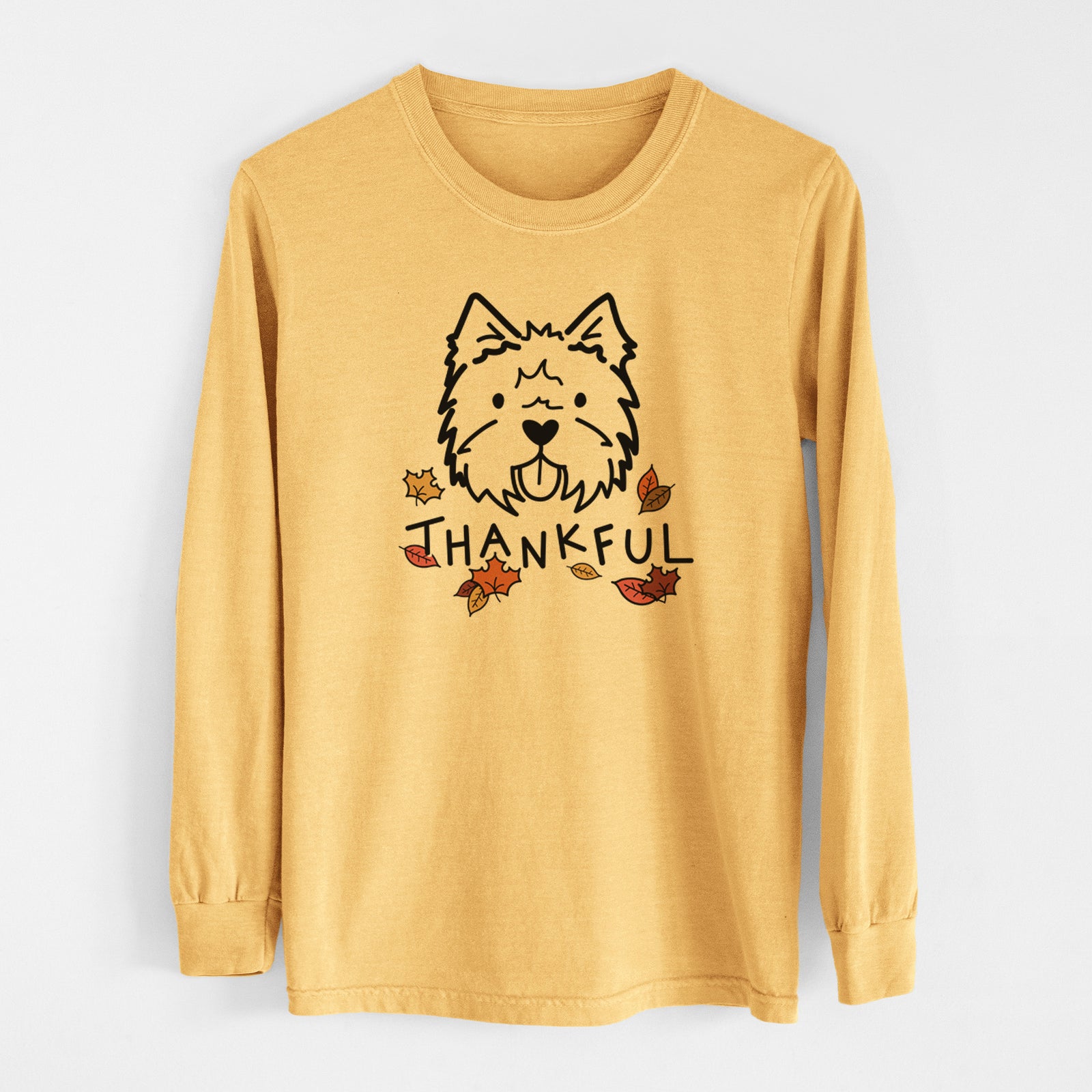 Thankful West Highland Terrier - Men's Heavyweight 100% Cotton Long Sleeve