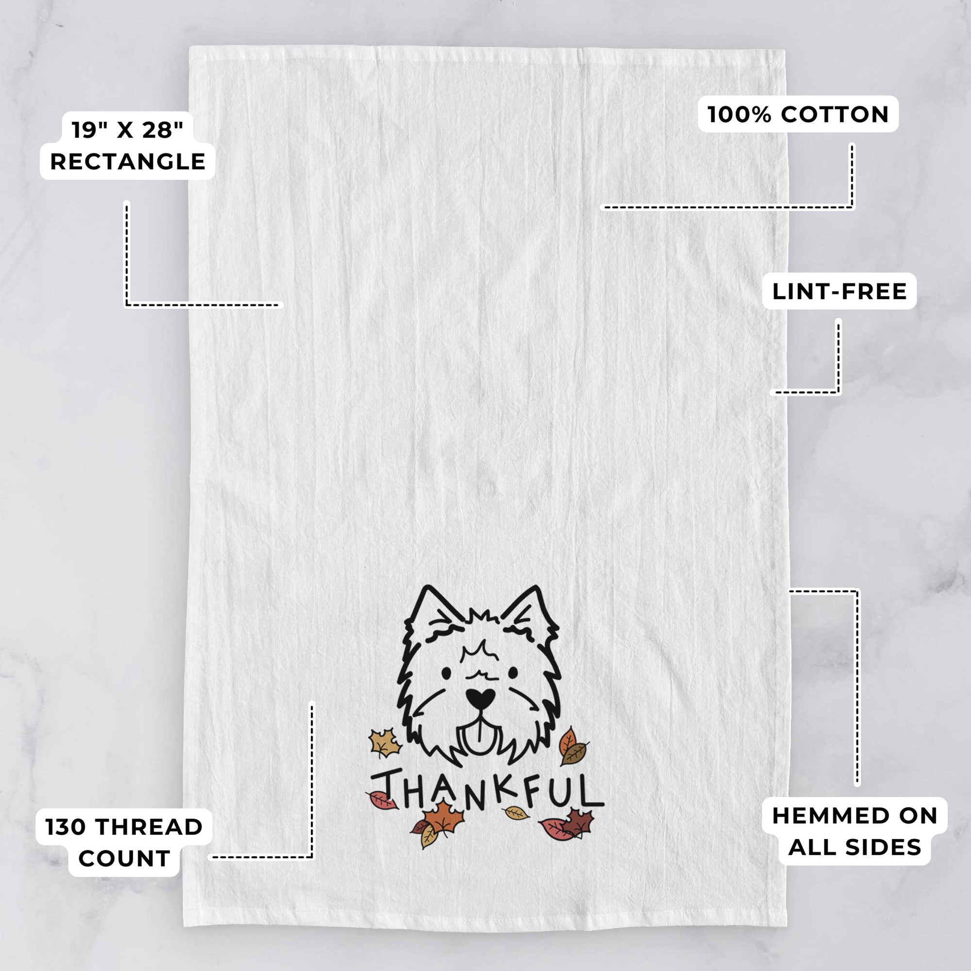 Thankful West Highland Terrier - Tea Towel