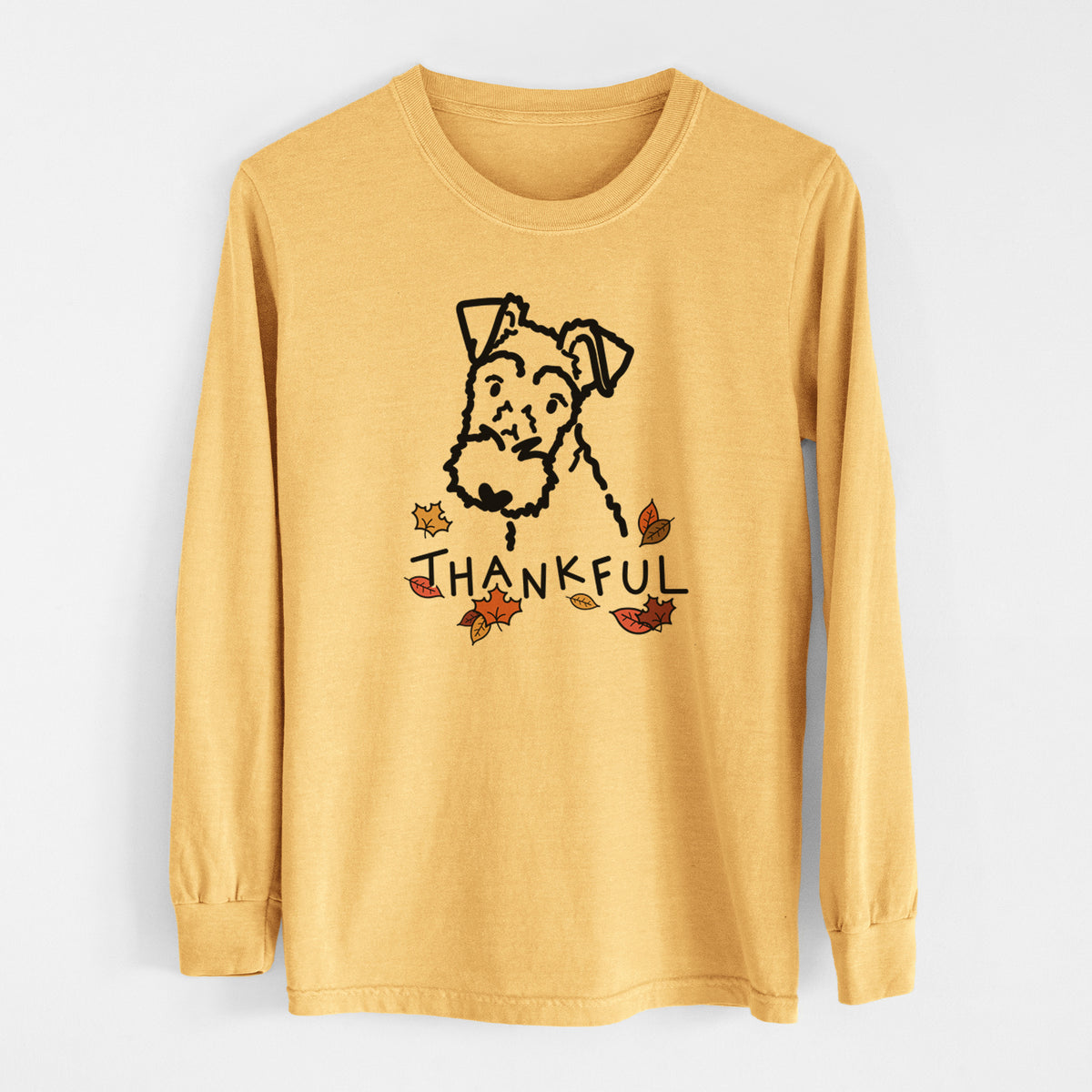 Thankful Wire Fox Terrier - Men&#39;s Heavyweight 100% Cotton Long Sleeve