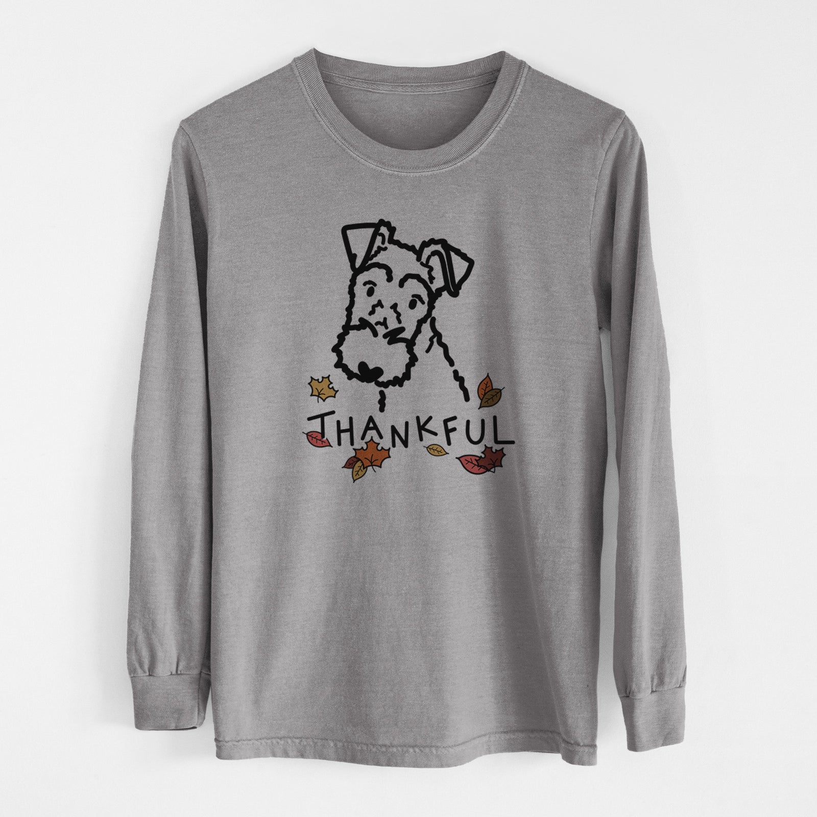 Thankful Wire Fox Terrier - Men's Heavyweight 100% Cotton Long Sleeve