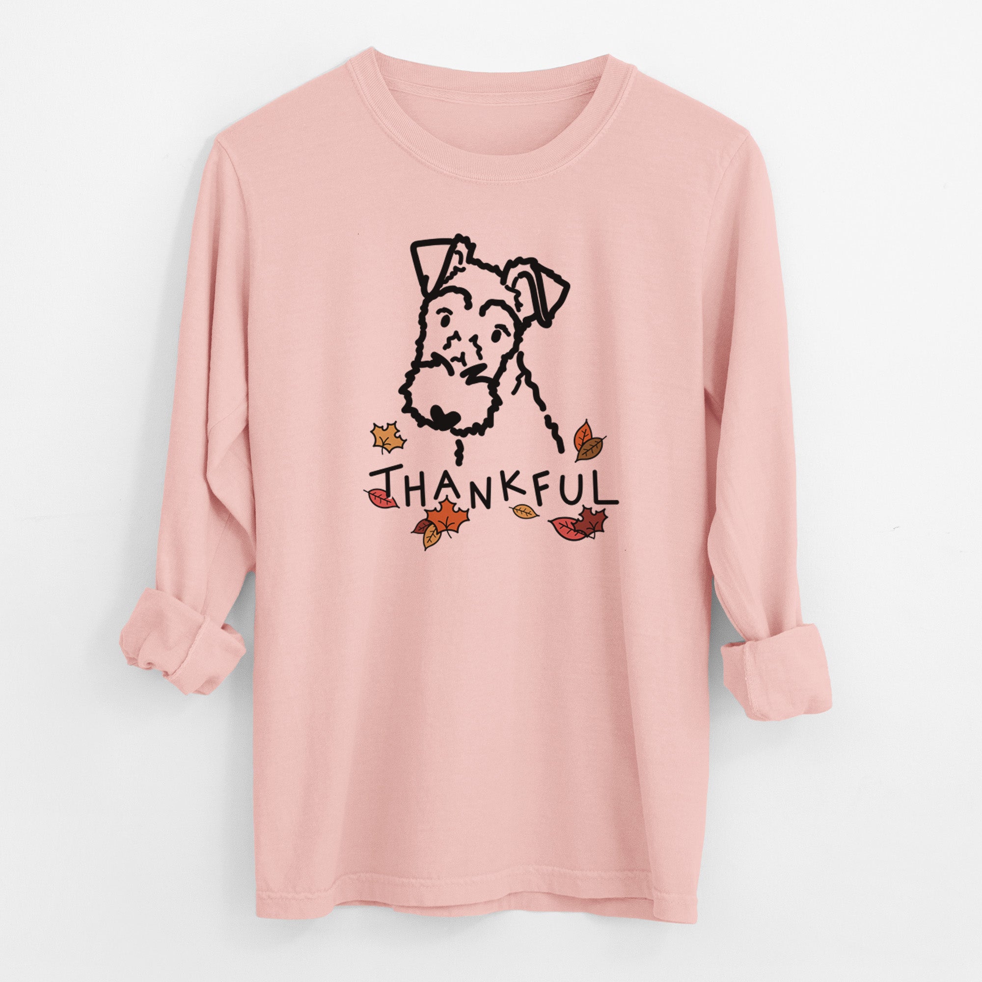 Thankful Wire Fox Terrier - Men's Heavyweight 100% Cotton Long Sleeve