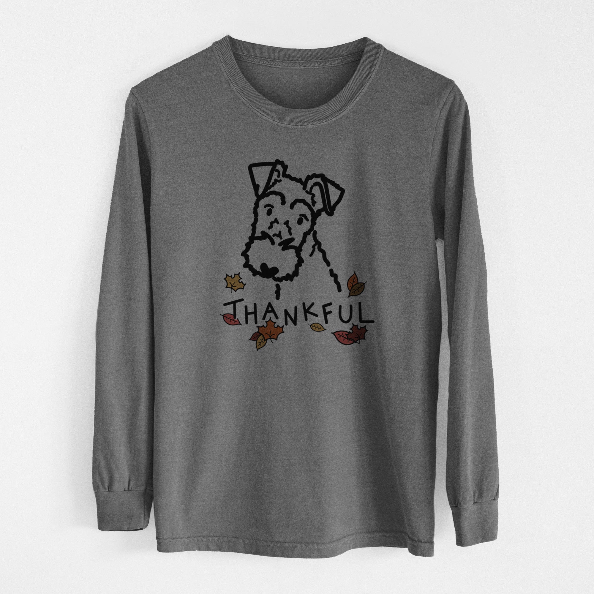 Thankful Wire Fox Terrier - Men's Heavyweight 100% Cotton Long Sleeve