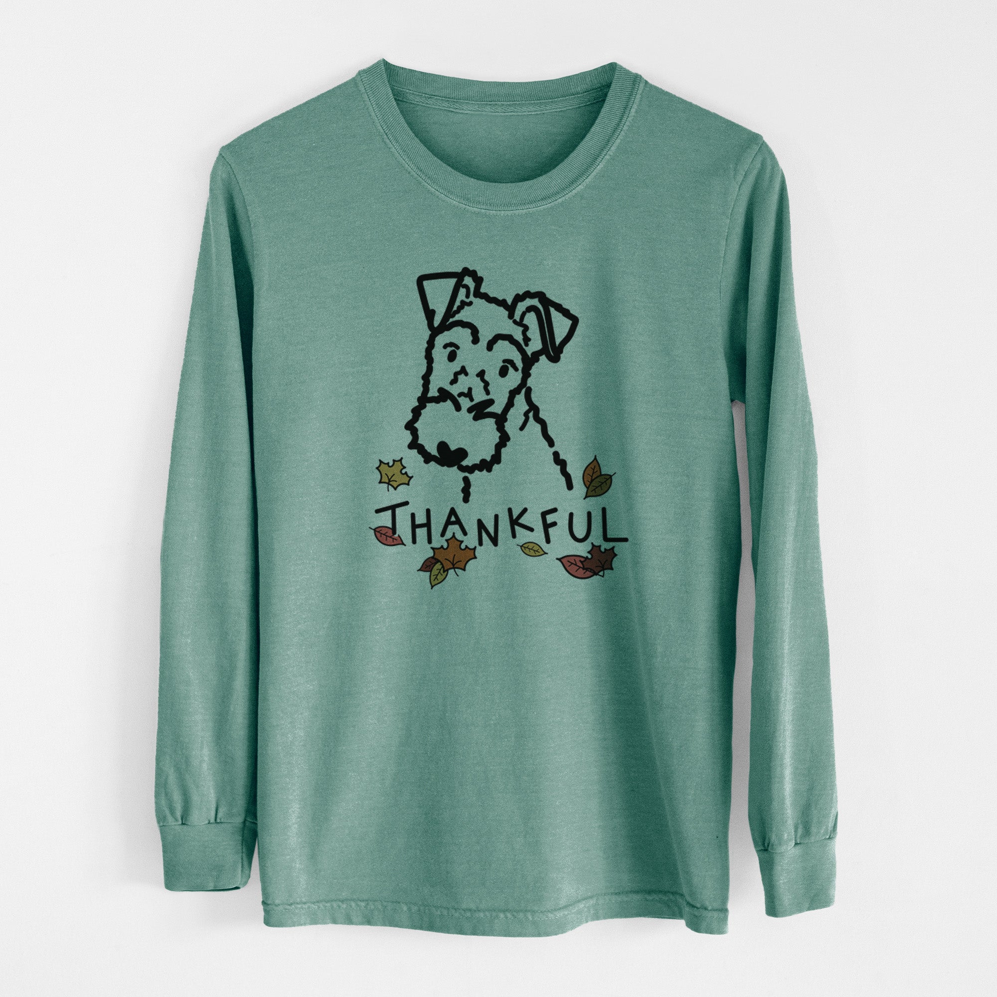 Thankful Wire Fox Terrier - Men's Heavyweight 100% Cotton Long Sleeve