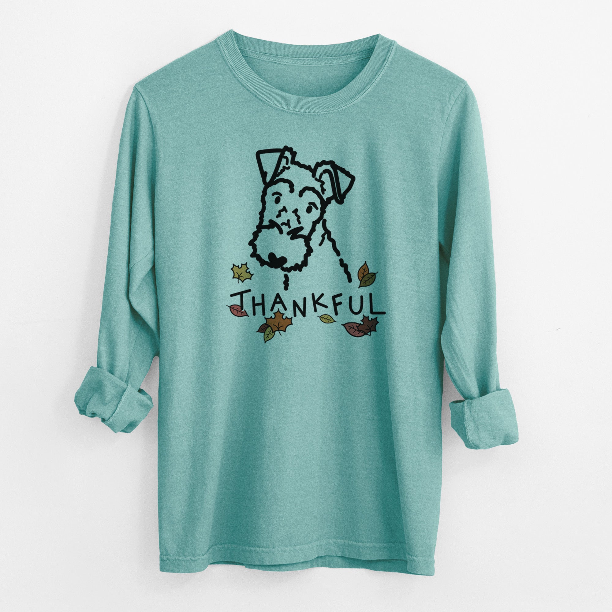 Thankful Wire Fox Terrier - Men's Heavyweight 100% Cotton Long Sleeve