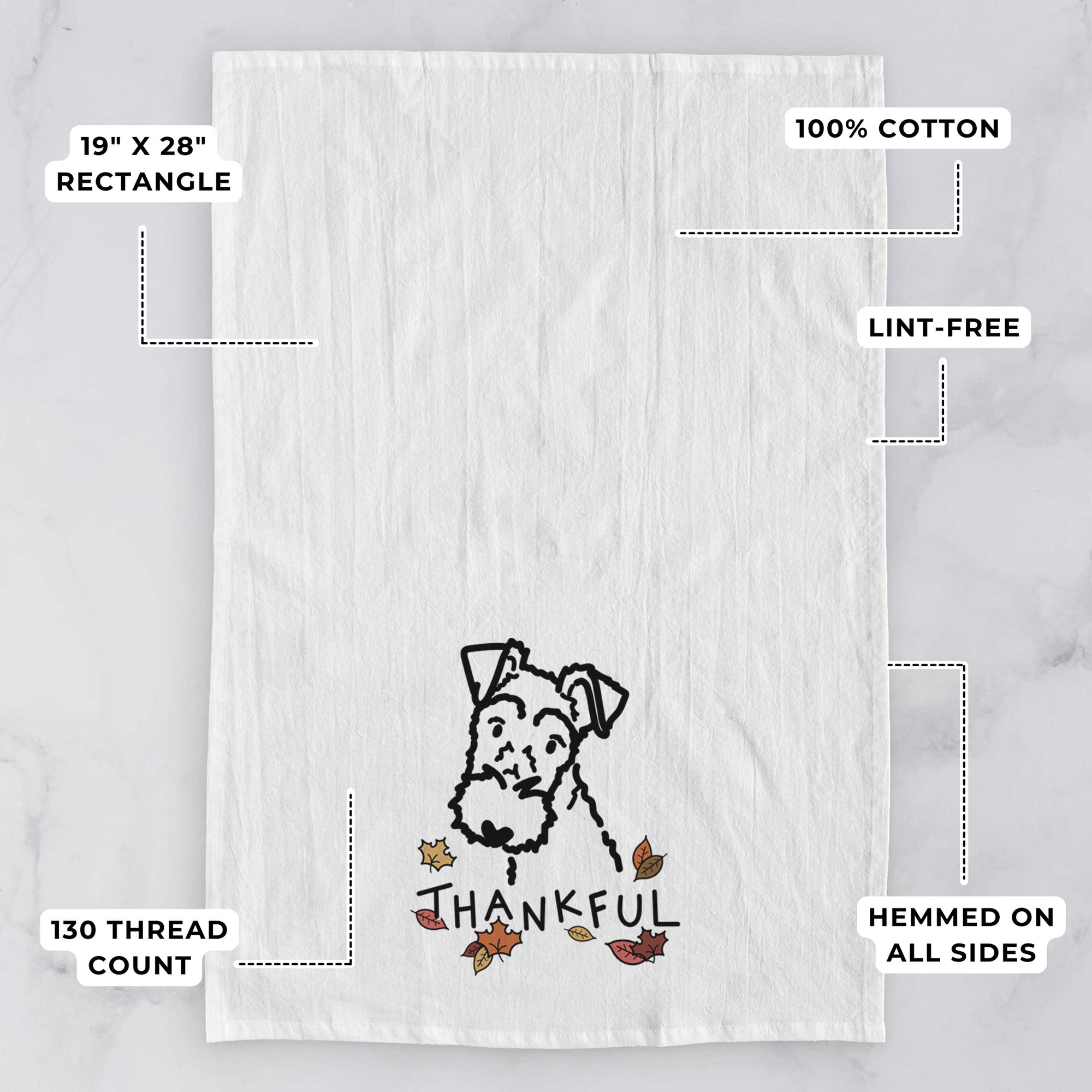 Thankful Wire Fox Terrier - Tea Towel