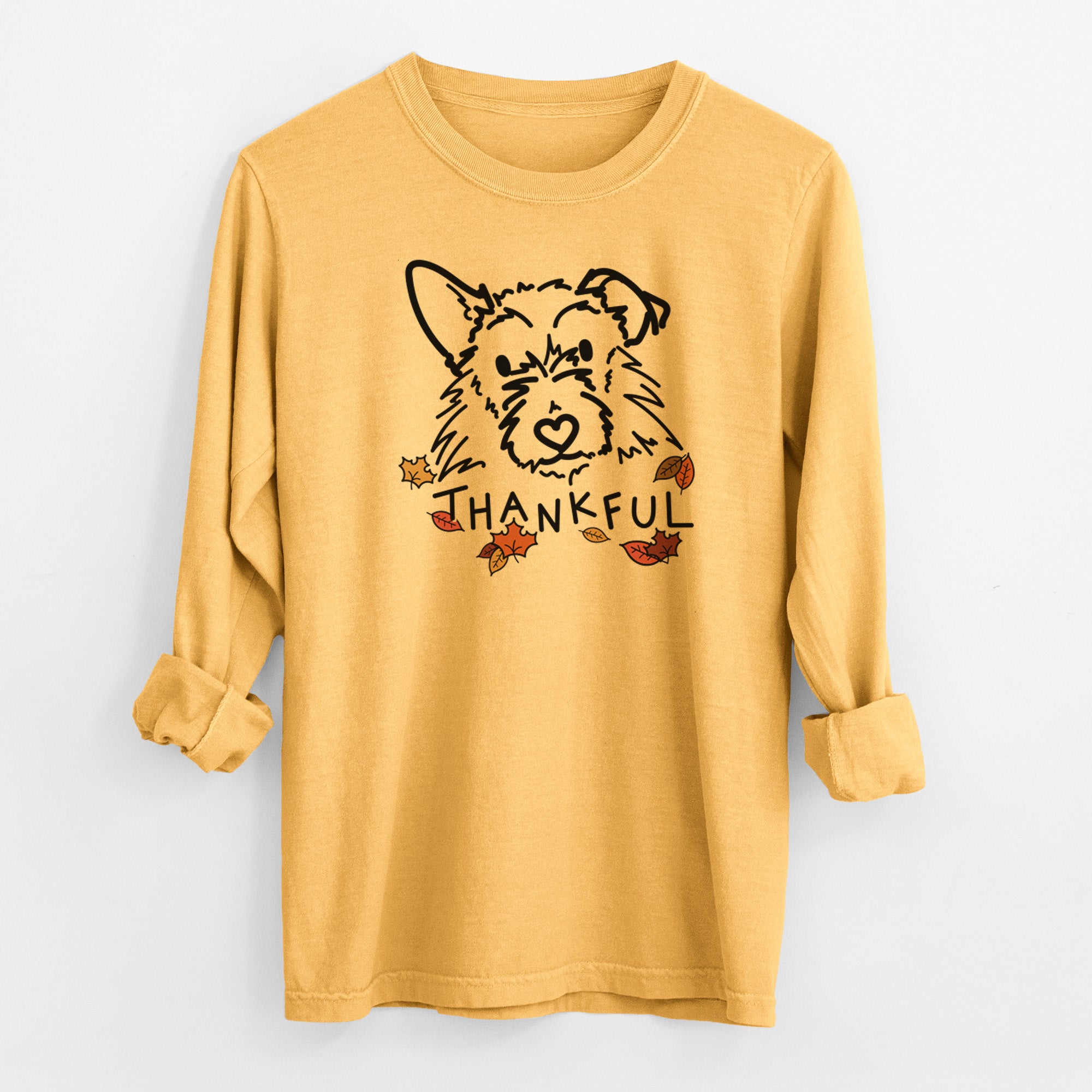 Thankful Terrier Mix - Ziggy - Men's Heavyweight 100% Cotton Long Sleeve