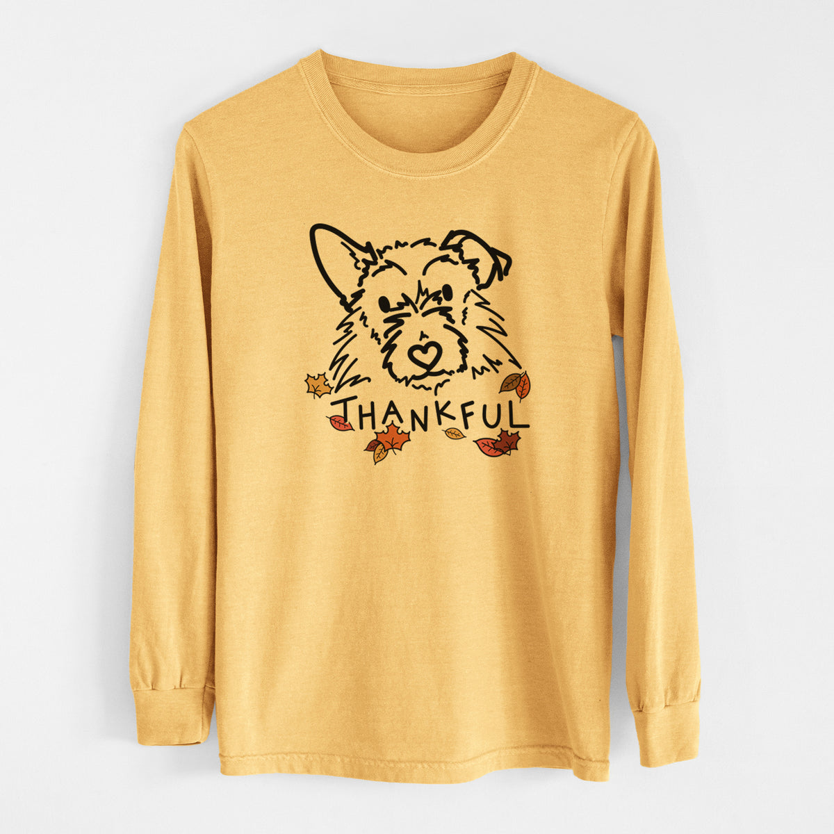 Thankful Terrier Mix - Ziggy - Men&#39;s Heavyweight 100% Cotton Long Sleeve