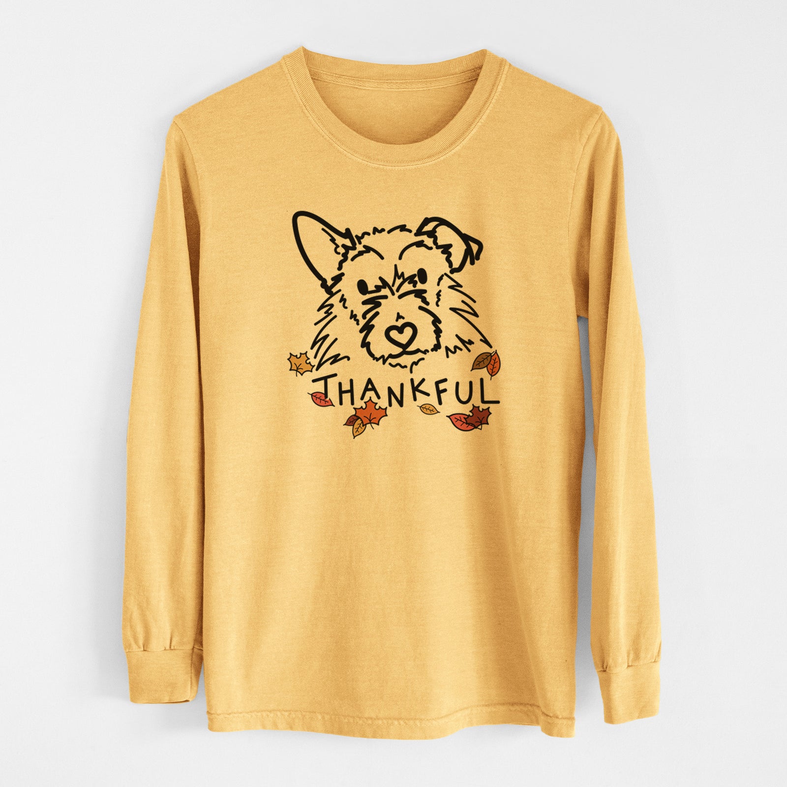 Thankful Terrier Mix - Ziggy - Men's Heavyweight 100% Cotton Long Sleeve