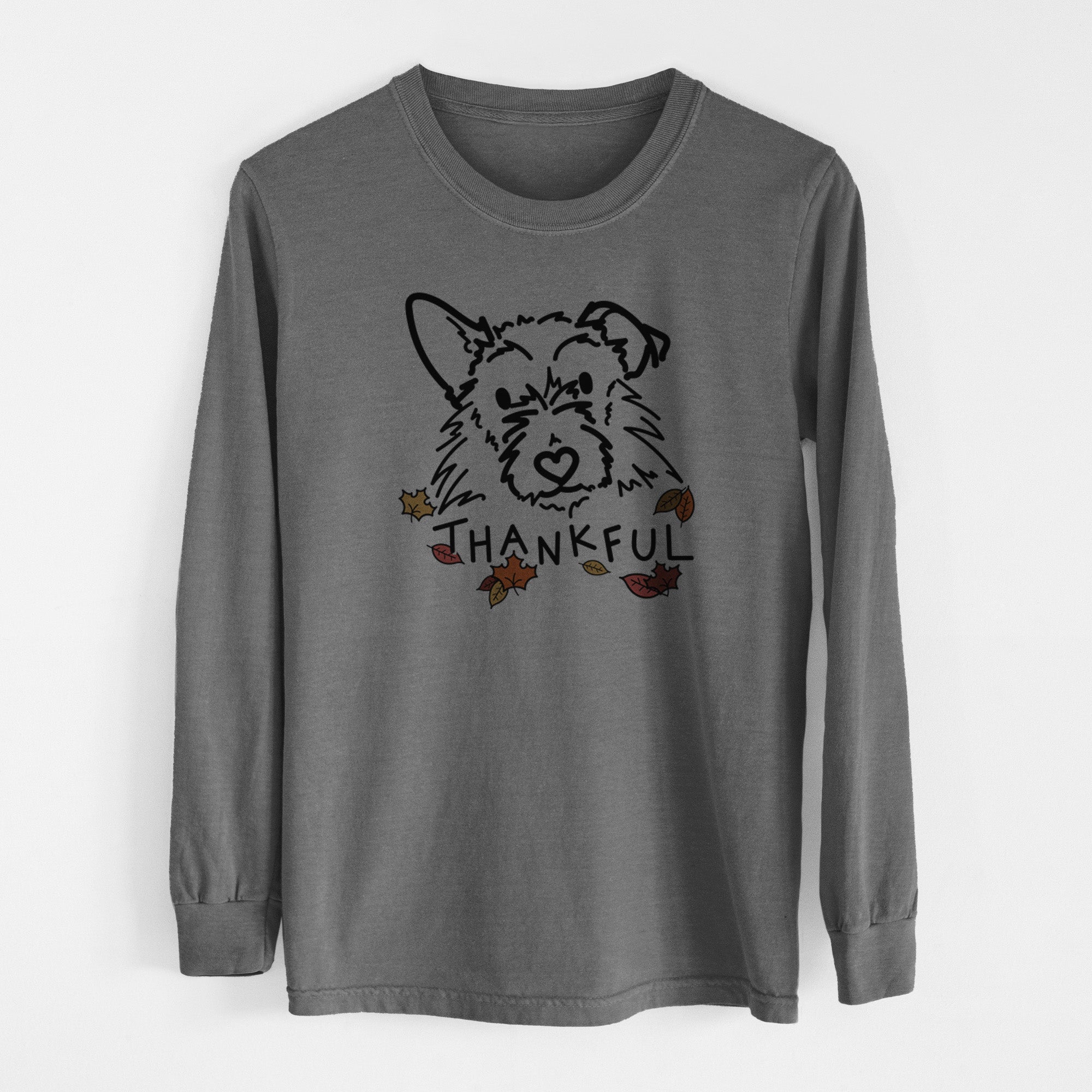 Thankful Terrier Mix - Ziggy - Men's Heavyweight 100% Cotton Long Sleeve