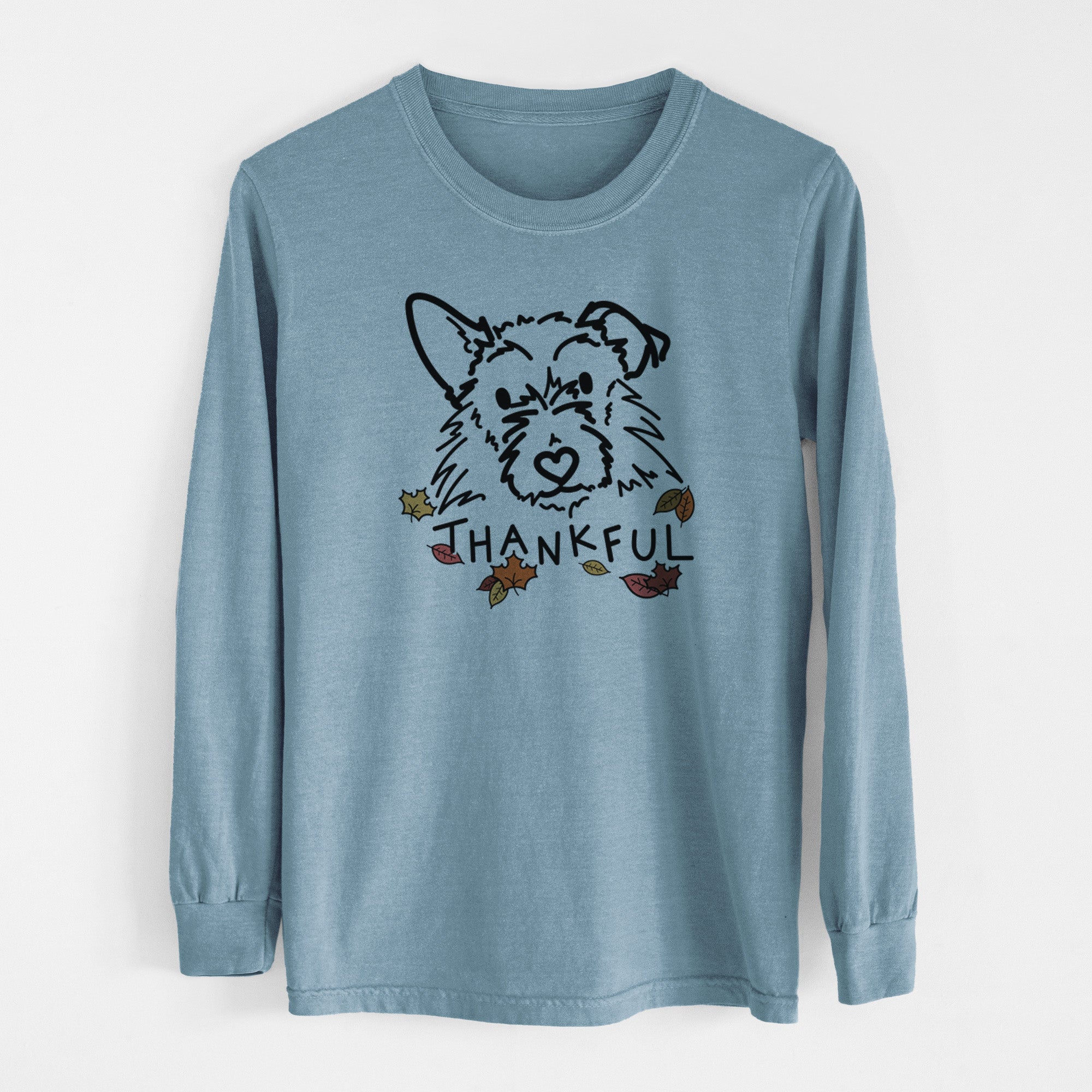 Thankful Terrier Mix - Ziggy - Men's Heavyweight 100% Cotton Long Sleeve