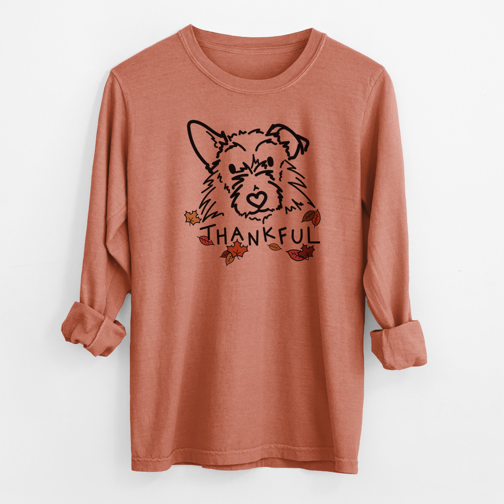 Thankful Terrier Mix - Ziggy - Men's Heavyweight 100% Cotton Long Sleeve