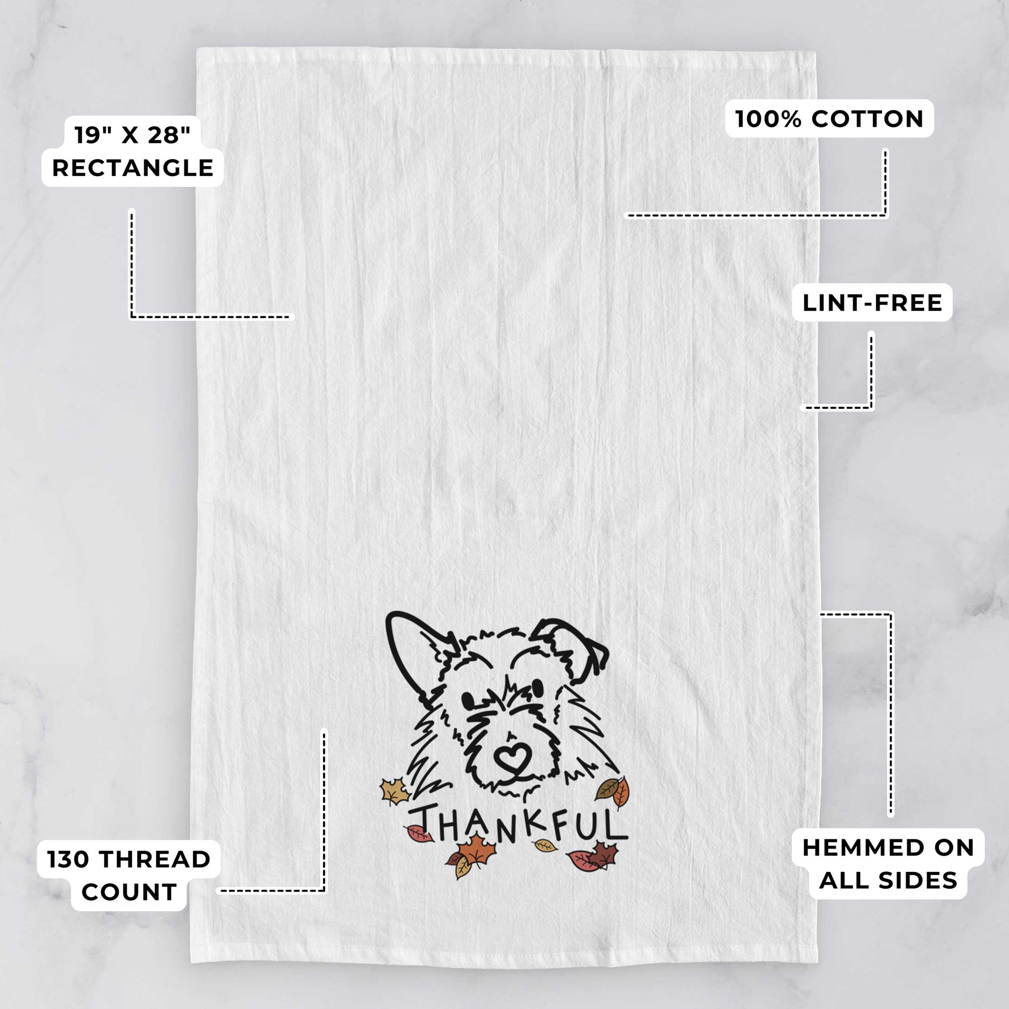 Thankful Terrier Mix - Ziggy - Tea Towel