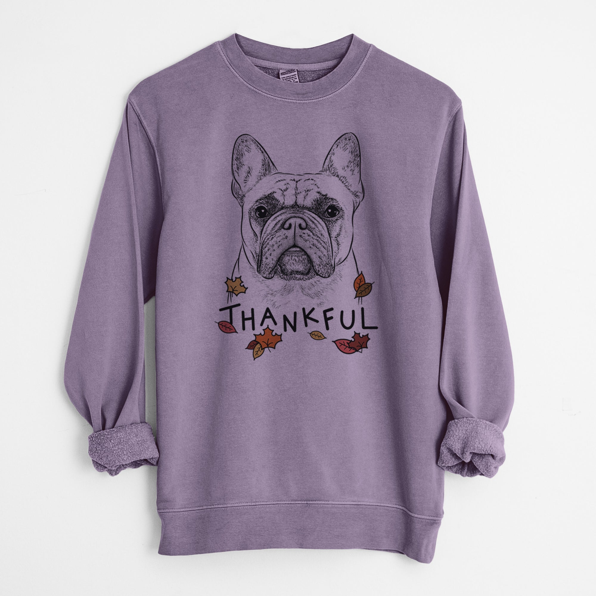 Thankful Acelynn the French Bulldog - Unisex Pigment Dyed Crew Sweatshirt