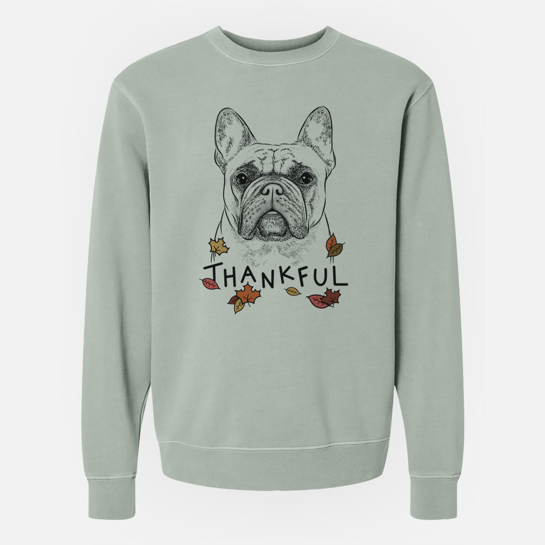 Thankful Acelynn the French Bulldog - Unisex Pigment Dyed Crew Sweatshirt