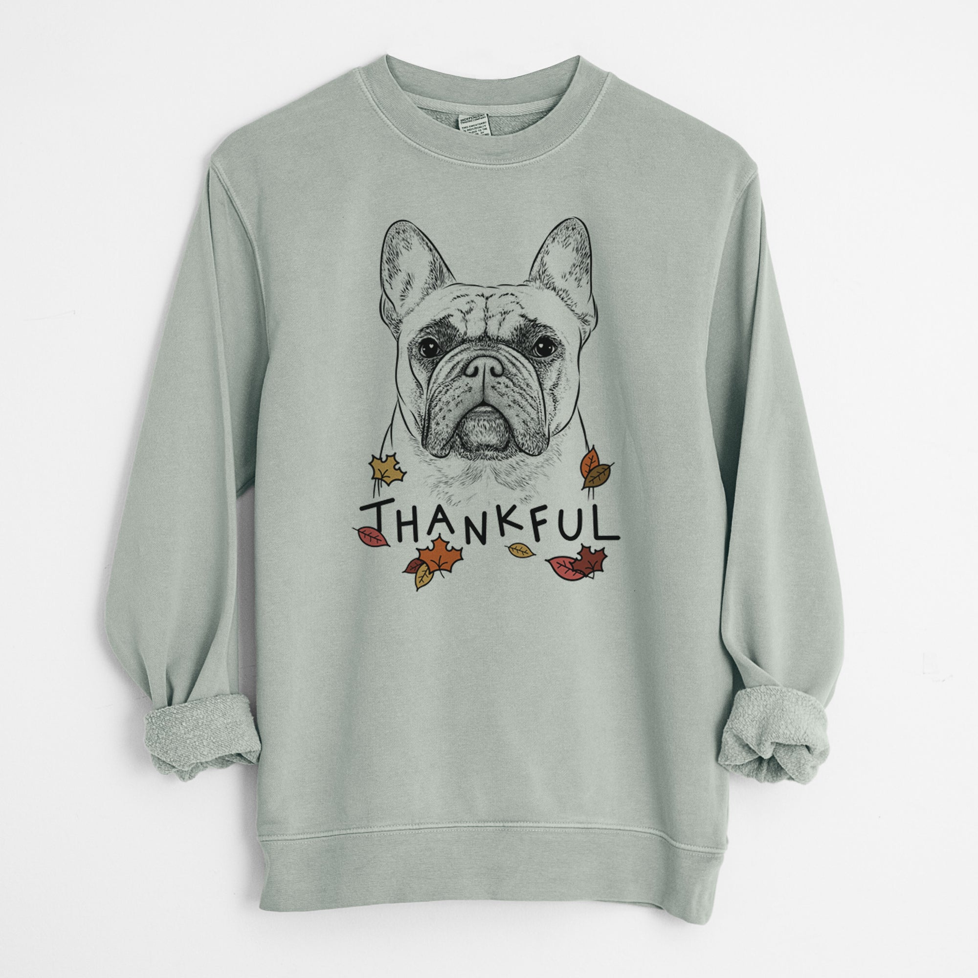 Thankful Acelynn the French Bulldog - Unisex Pigment Dyed Crew Sweatshirt