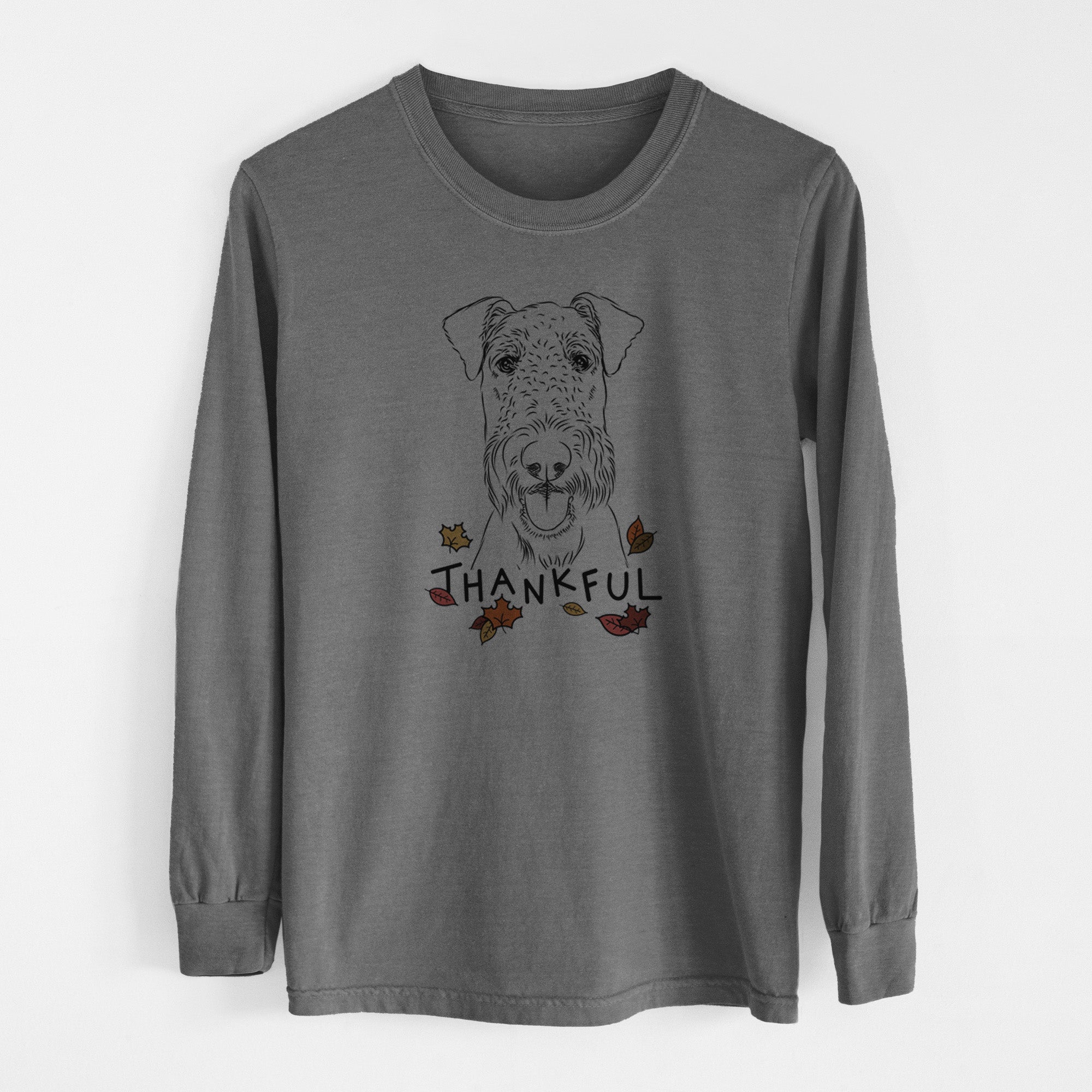 Thankful Andy the Airedale Terrier - Men's Heavyweight 100% Cotton Long Sleeve