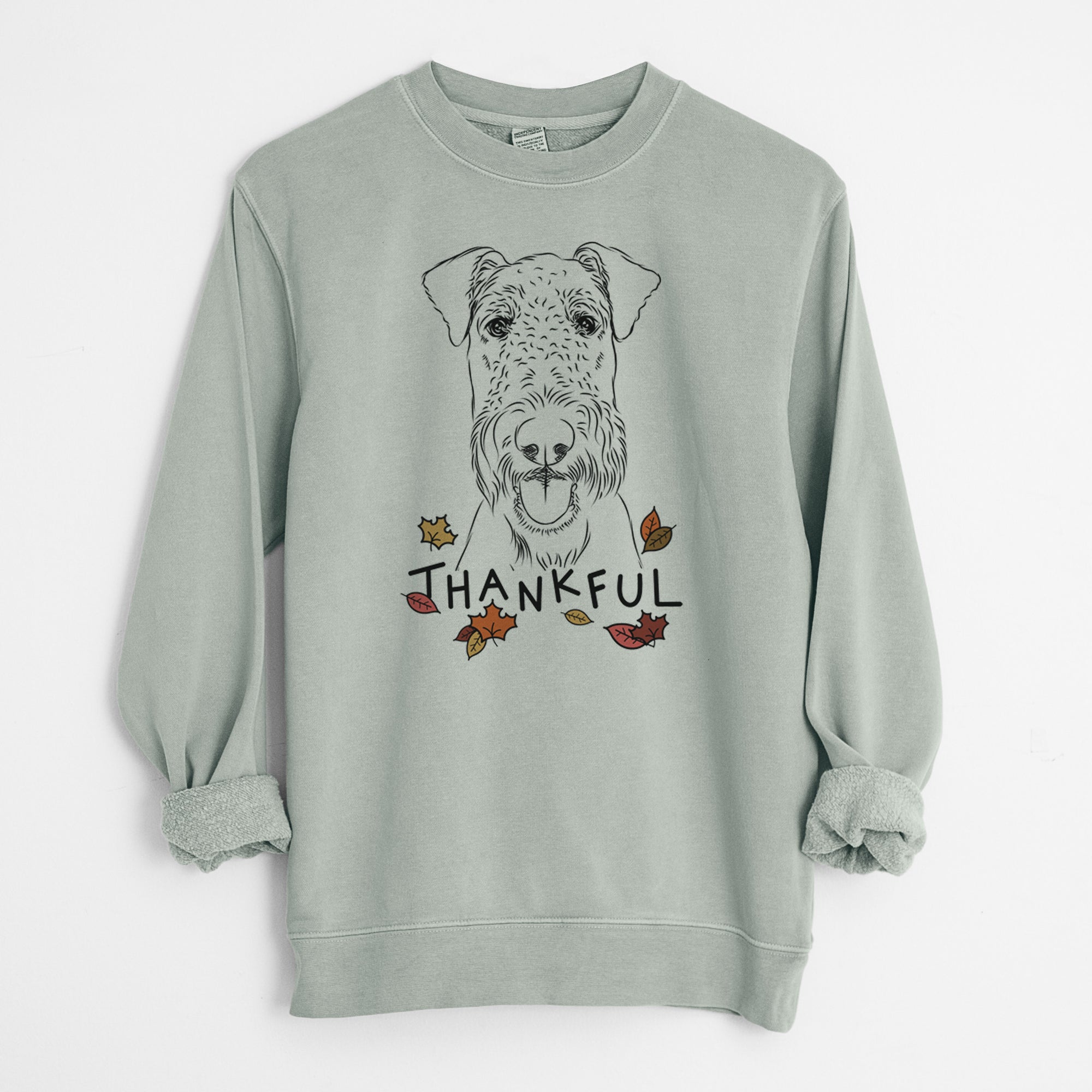 Thankful Andy the Airedale Terrier - Unisex Pigment Dyed Crew Sweatshirt