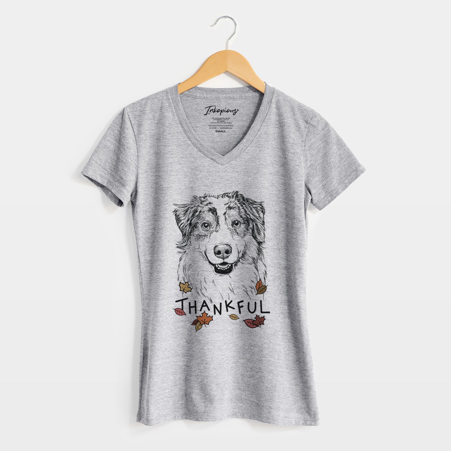 Thankful Aonghus the Australian Shepherd - Women's V-neck Shirt