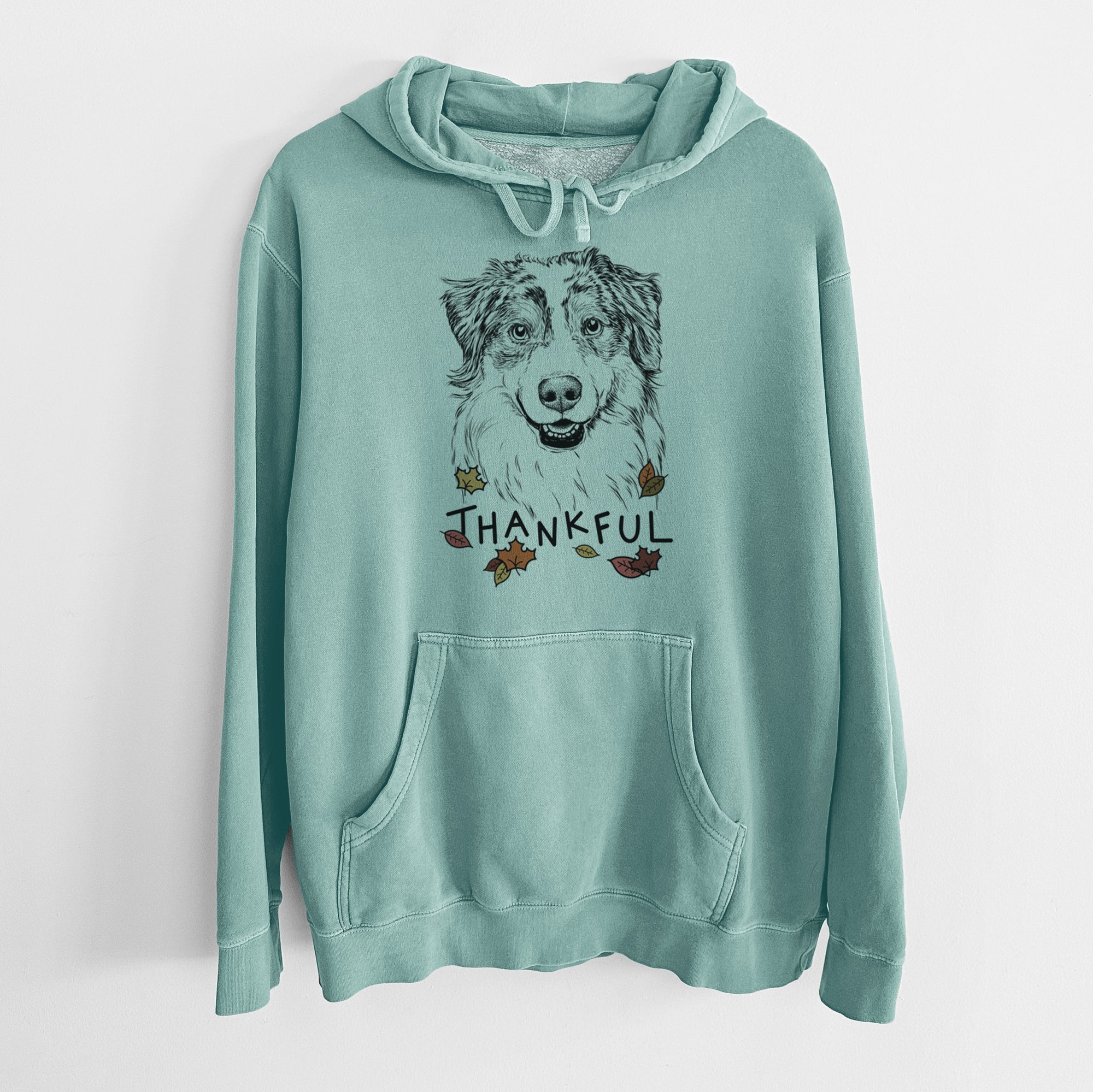 Thankful Aonghus the Australian Shepherd - Unisex Pigment Dyed Hoodie