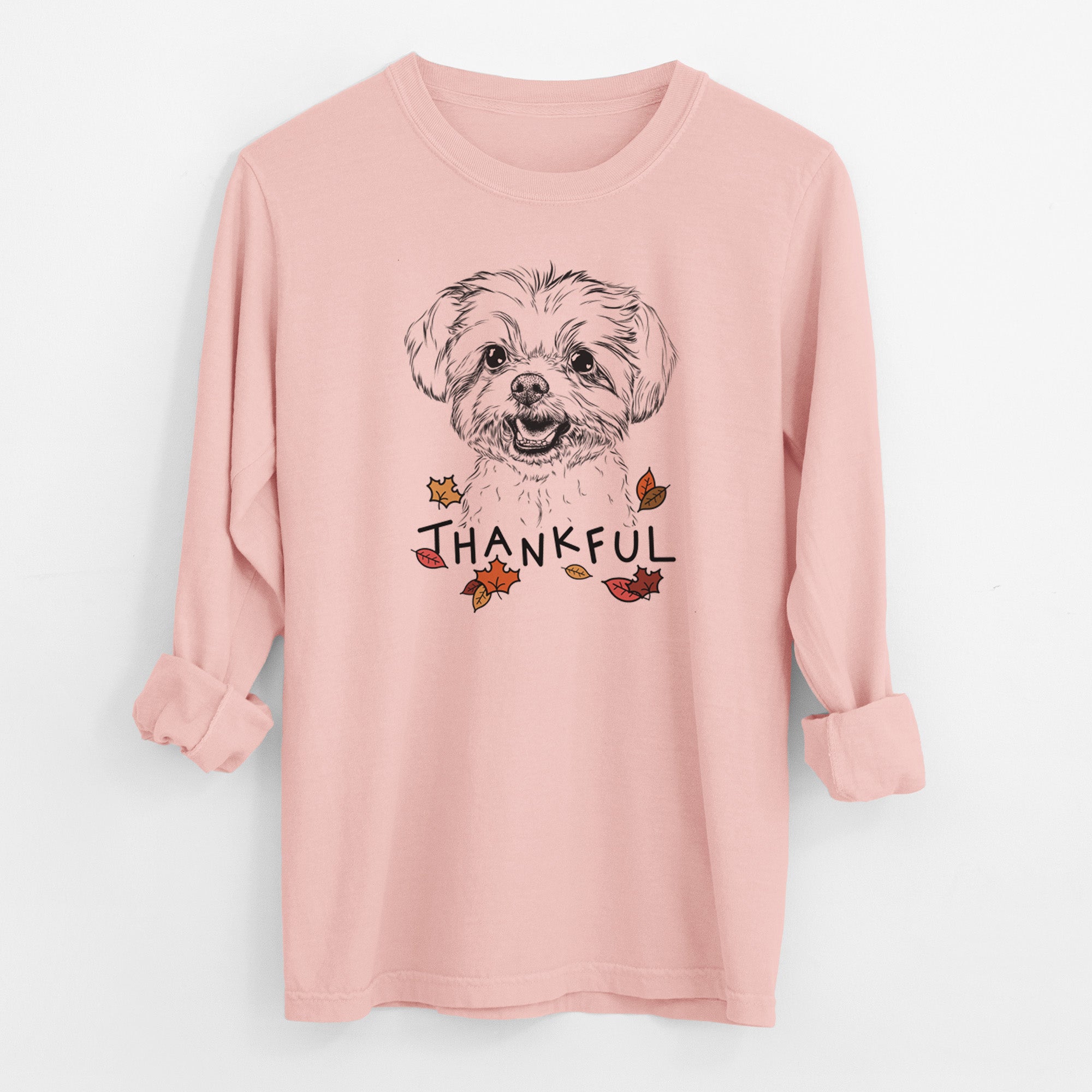 Thankful Aspen the Morkie - Men's Heavyweight 100% Cotton Long Sleeve