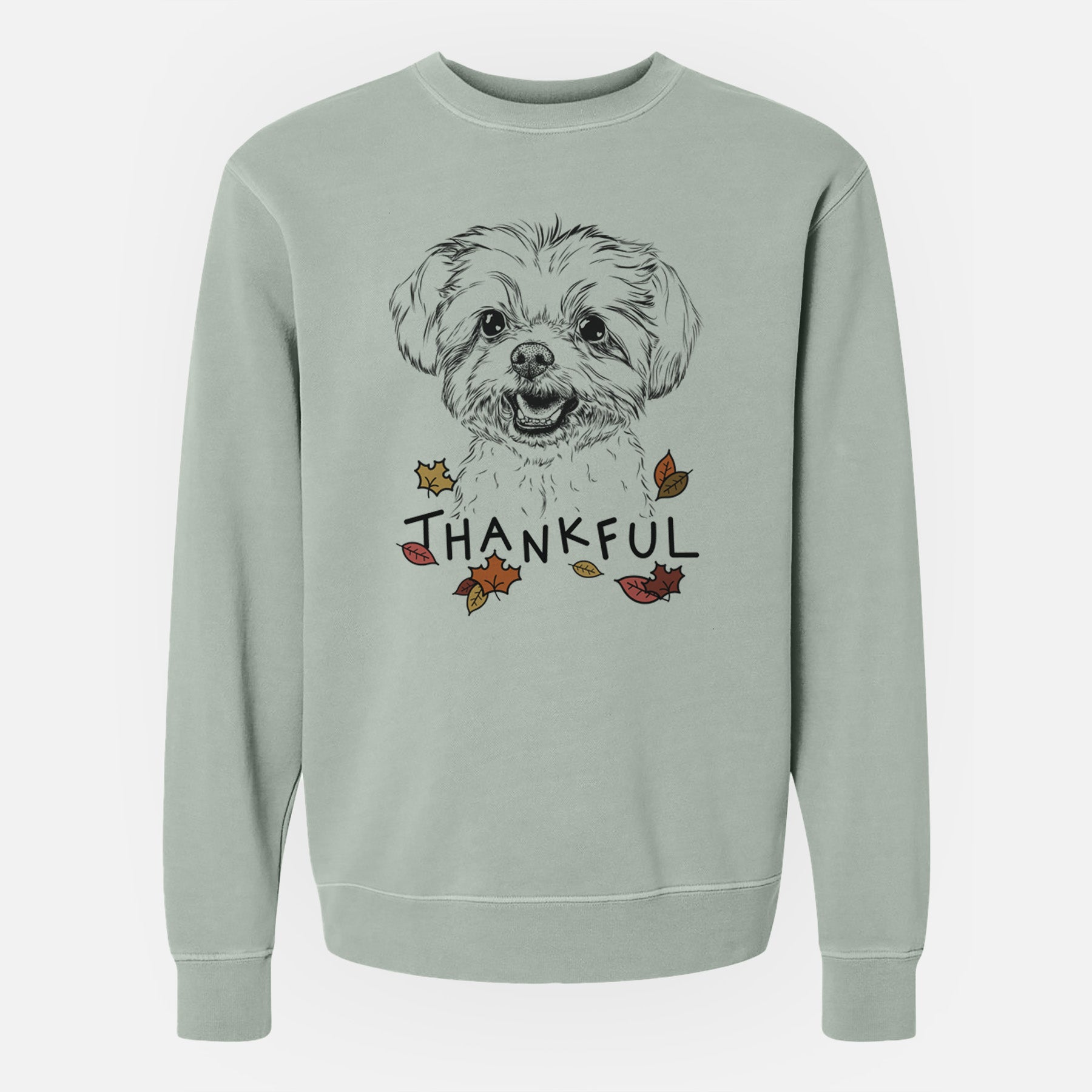 Thankful Aspen the Morkie - Unisex Pigment Dyed Crew Sweatshirt