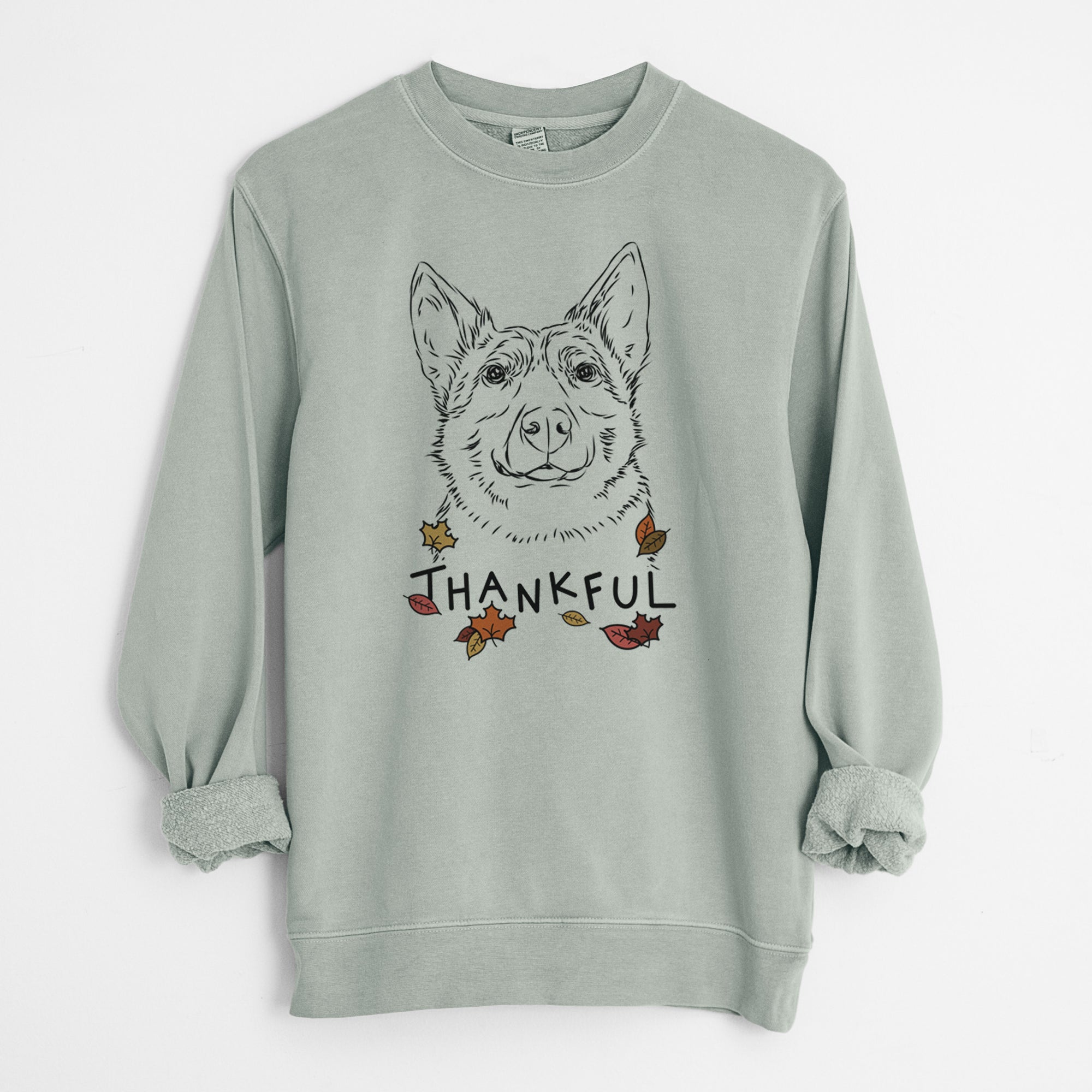 Thankful Austin the Heeler - Unisex Pigment Dyed Crew Sweatshirt