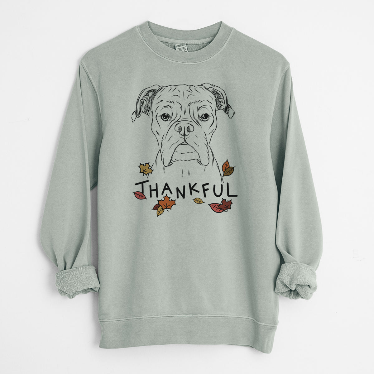 Thankful Axel the Boxer - Unisex Pigment Dyed Crew Sweatshirt