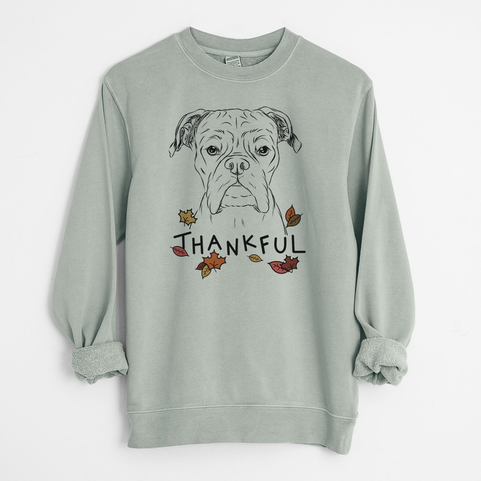 Thankful Axel the Boxer - Unisex Pigment Dyed Crew Sweatshirt