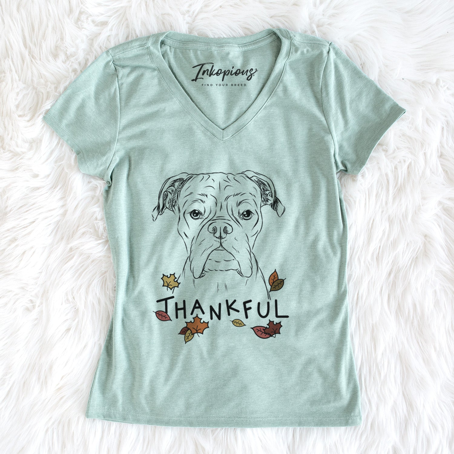 Thankful Axel the Boxer - Women's V-neck Shirt