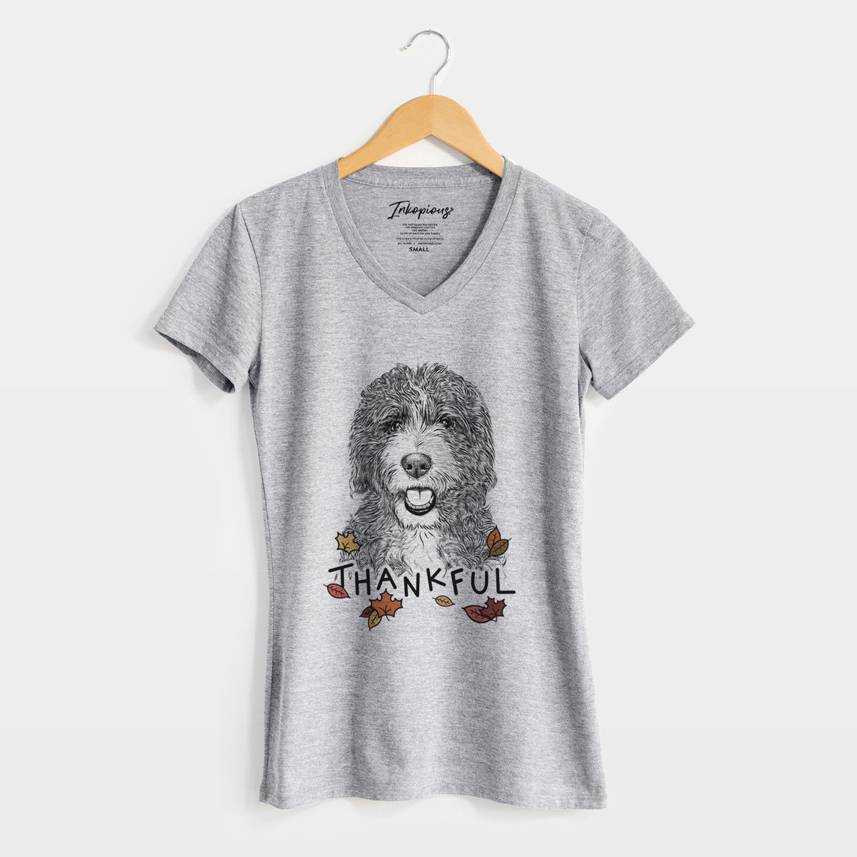 Thankful Bash the Bernedoodle - Women's V-neck Shirt
