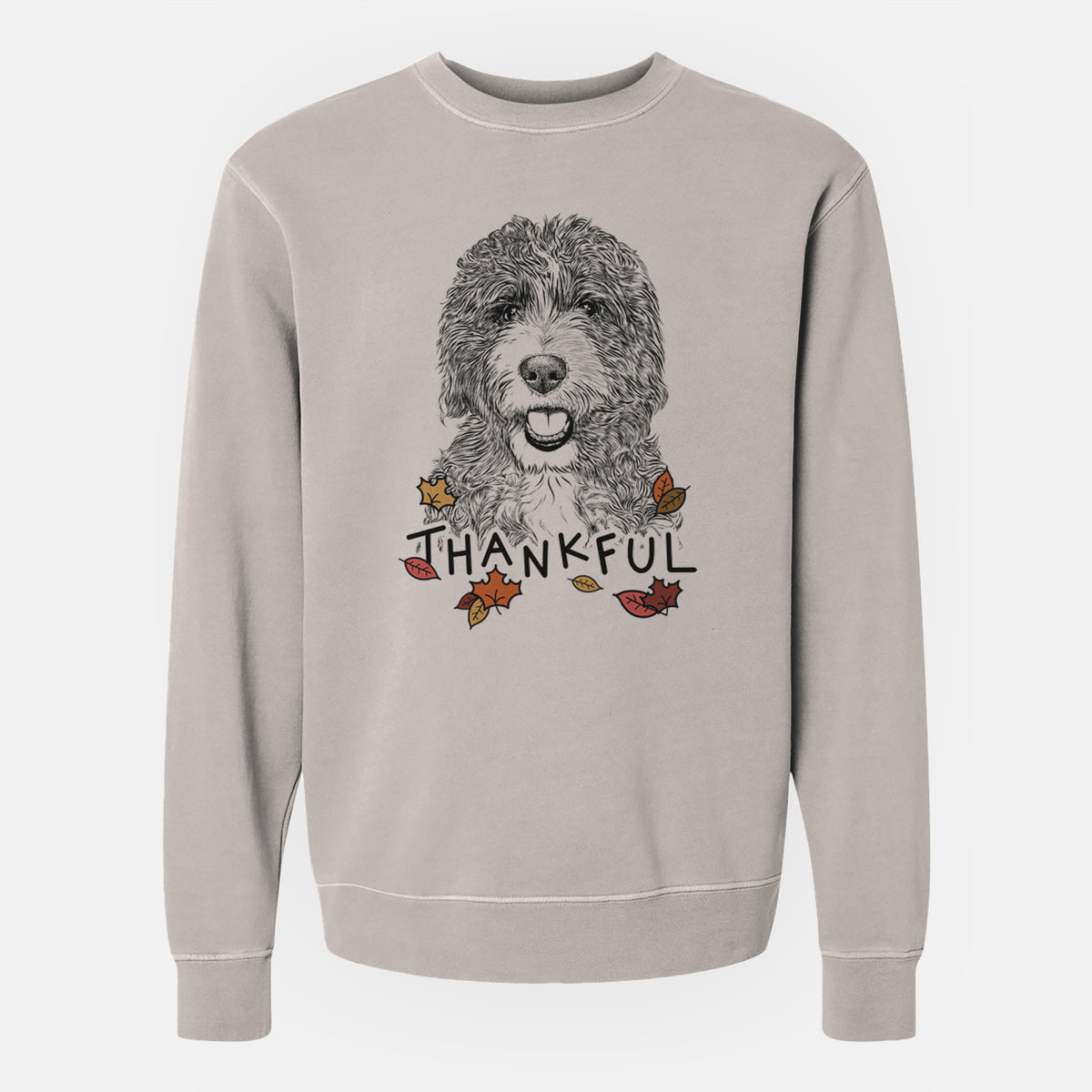 Thankful Bash the Bernedoodle - Unisex Pigment Dyed Crew Sweatshirt