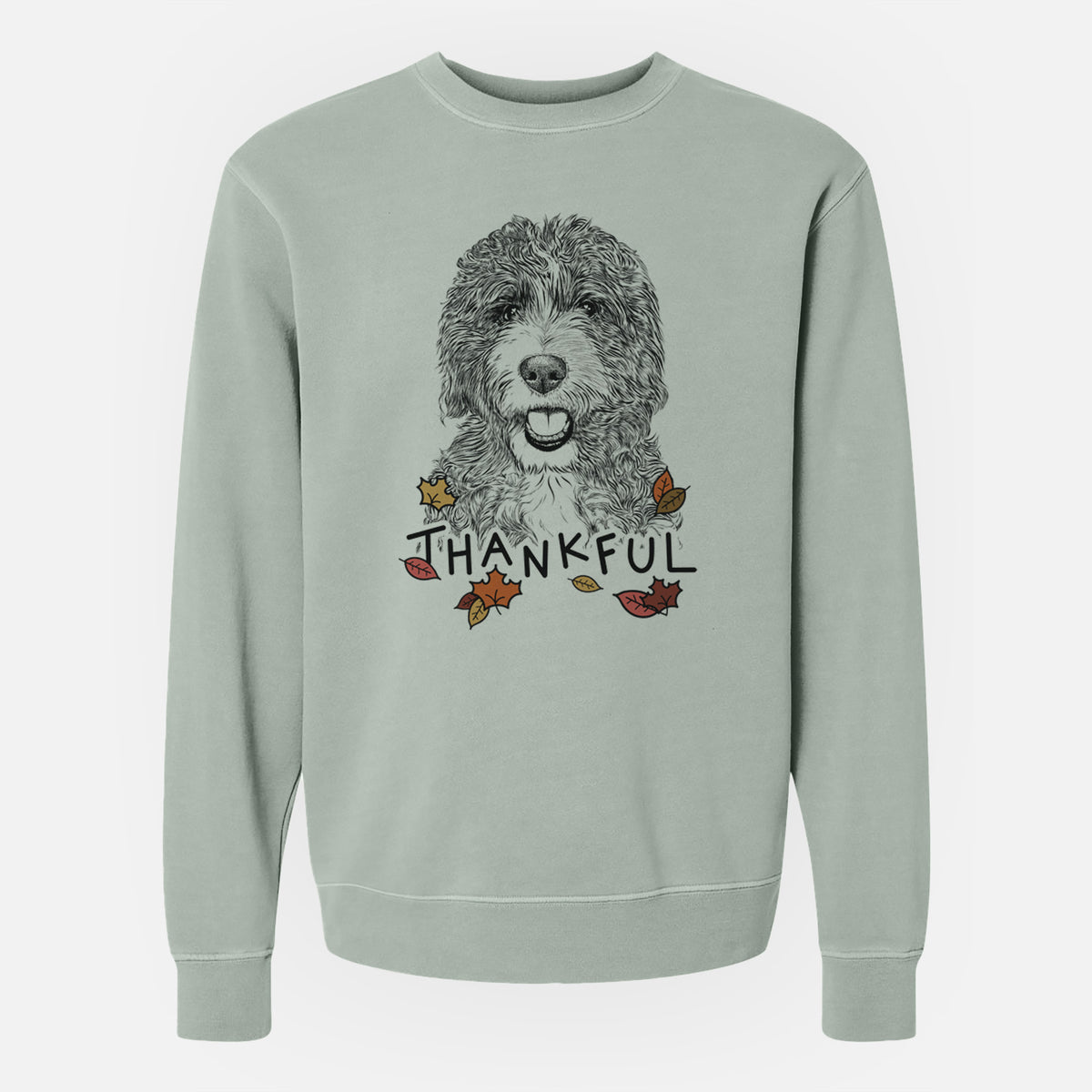 Thankful Bash the Bernedoodle - Unisex Pigment Dyed Crew Sweatshirt